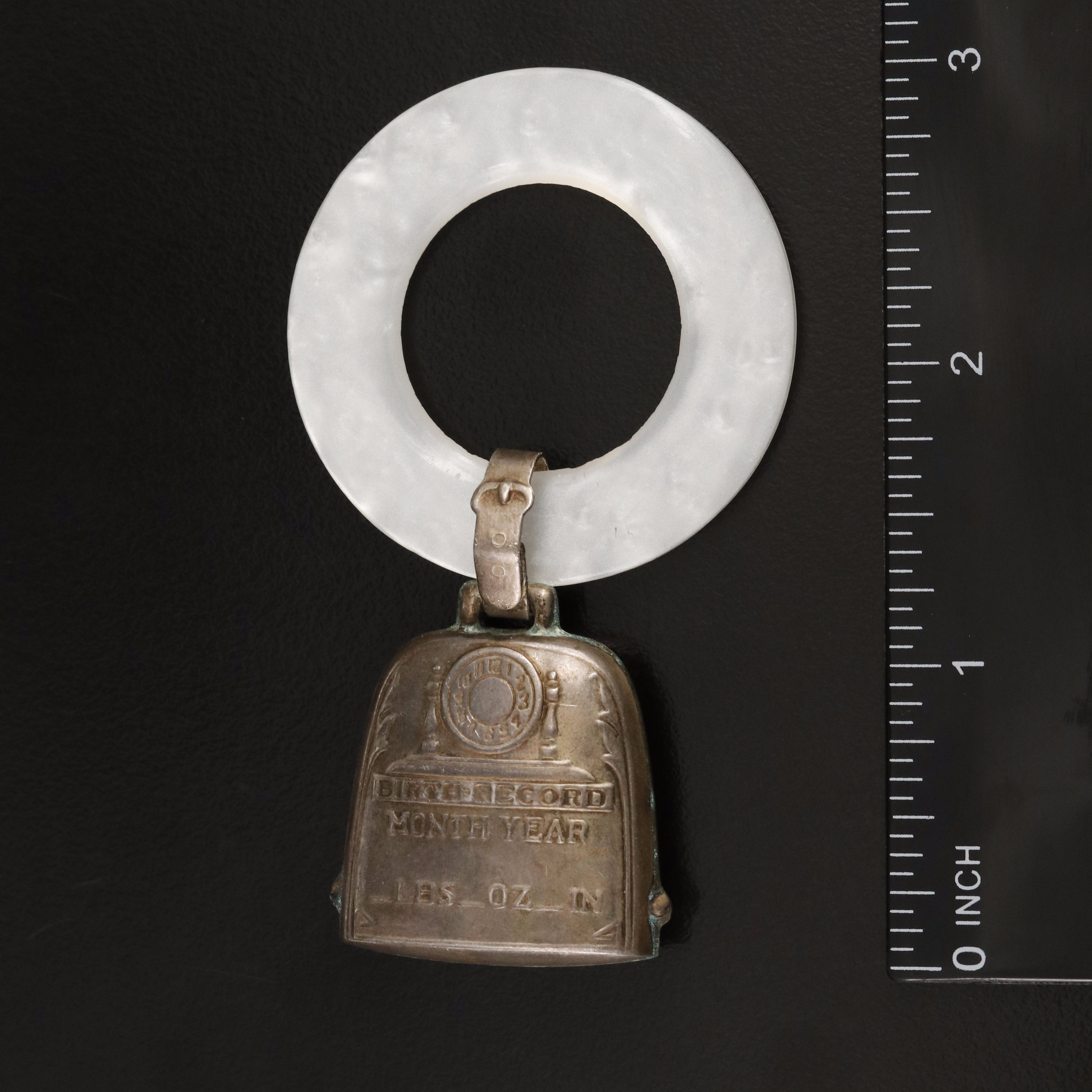 Vintage Sterling Faux Mother-of-Pearl Teething Ring