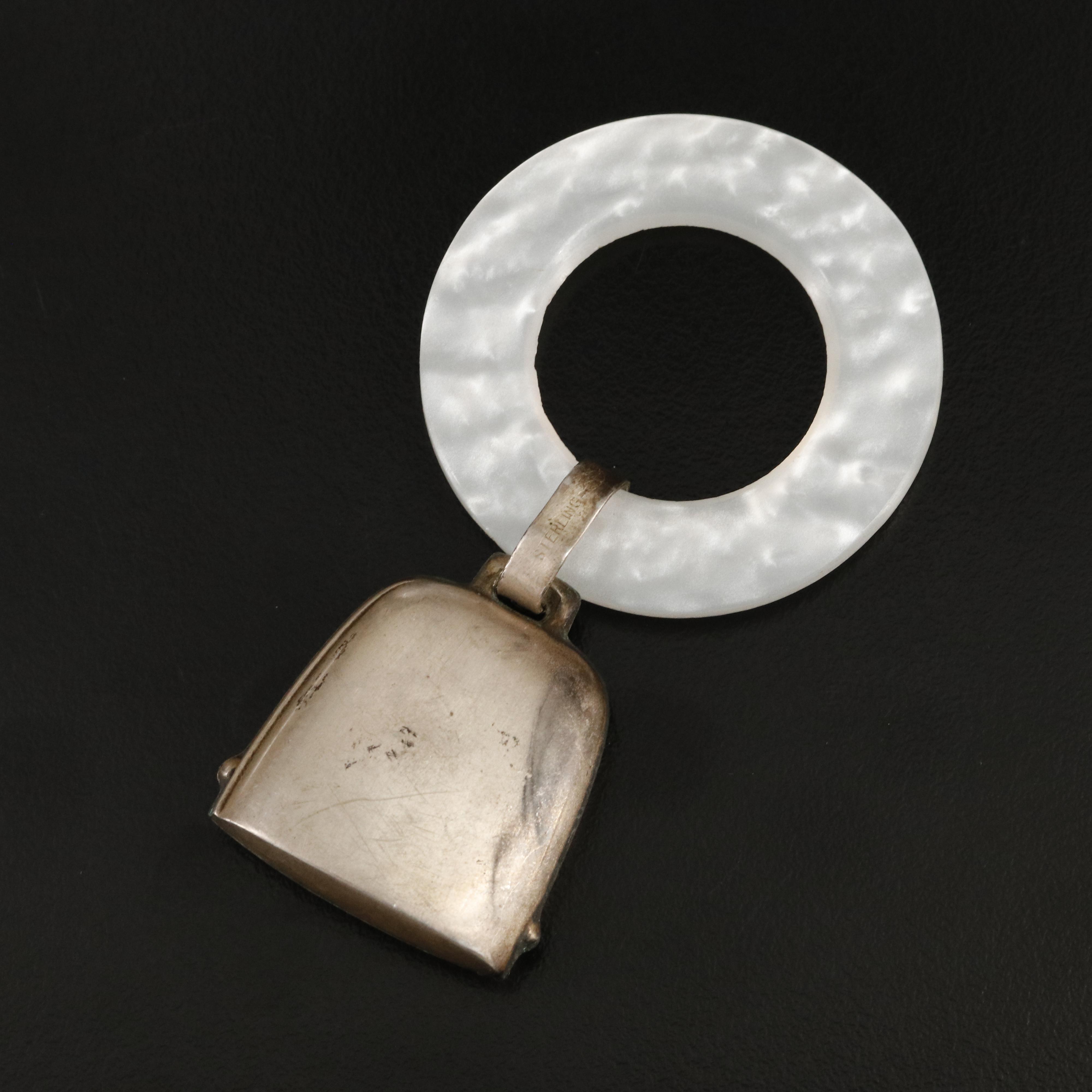 Vintage Sterling Faux Mother-of-Pearl Teething Ring