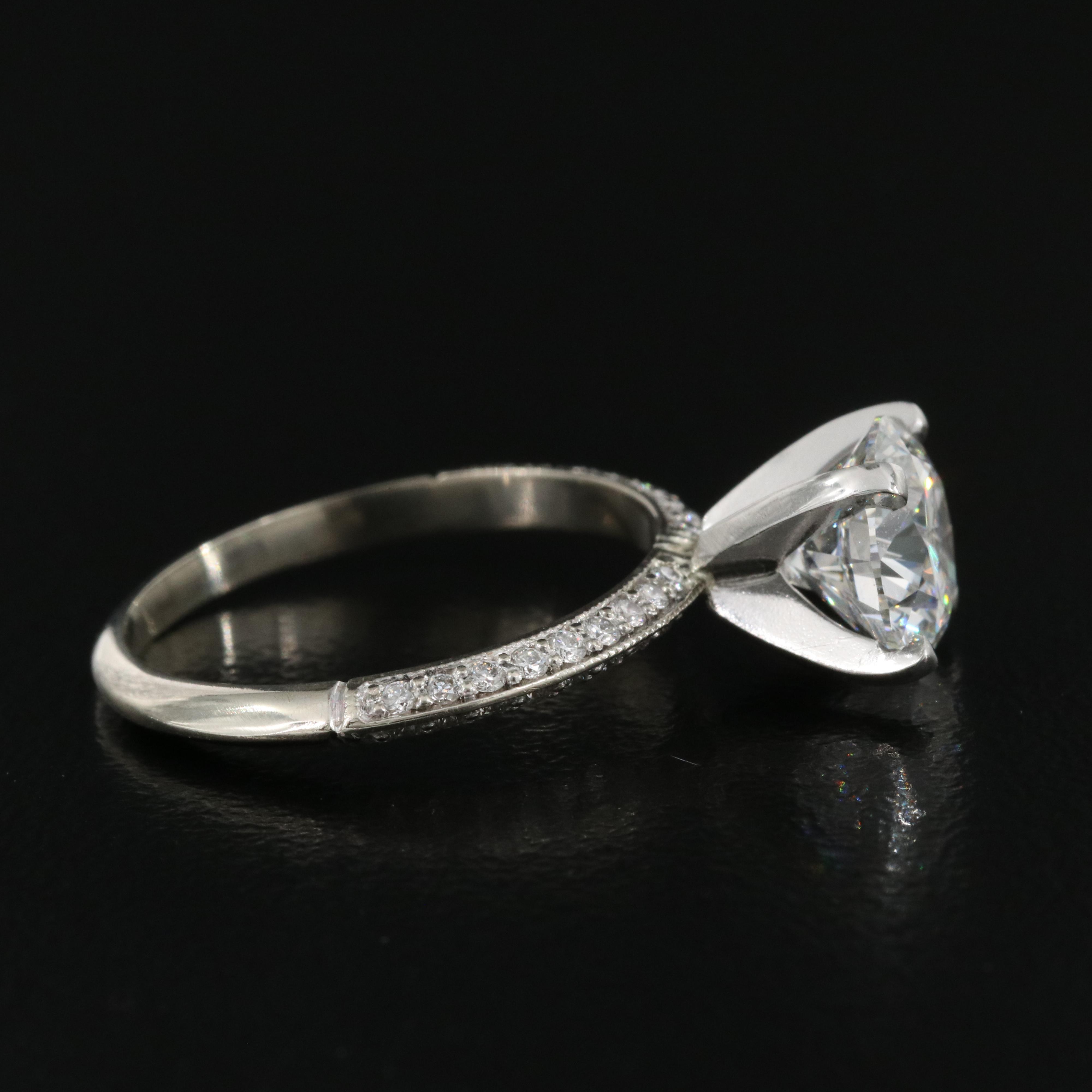 14K 2.37 CTW Lab Grown Diamond Ring with Platinum Mounting and IGI Report