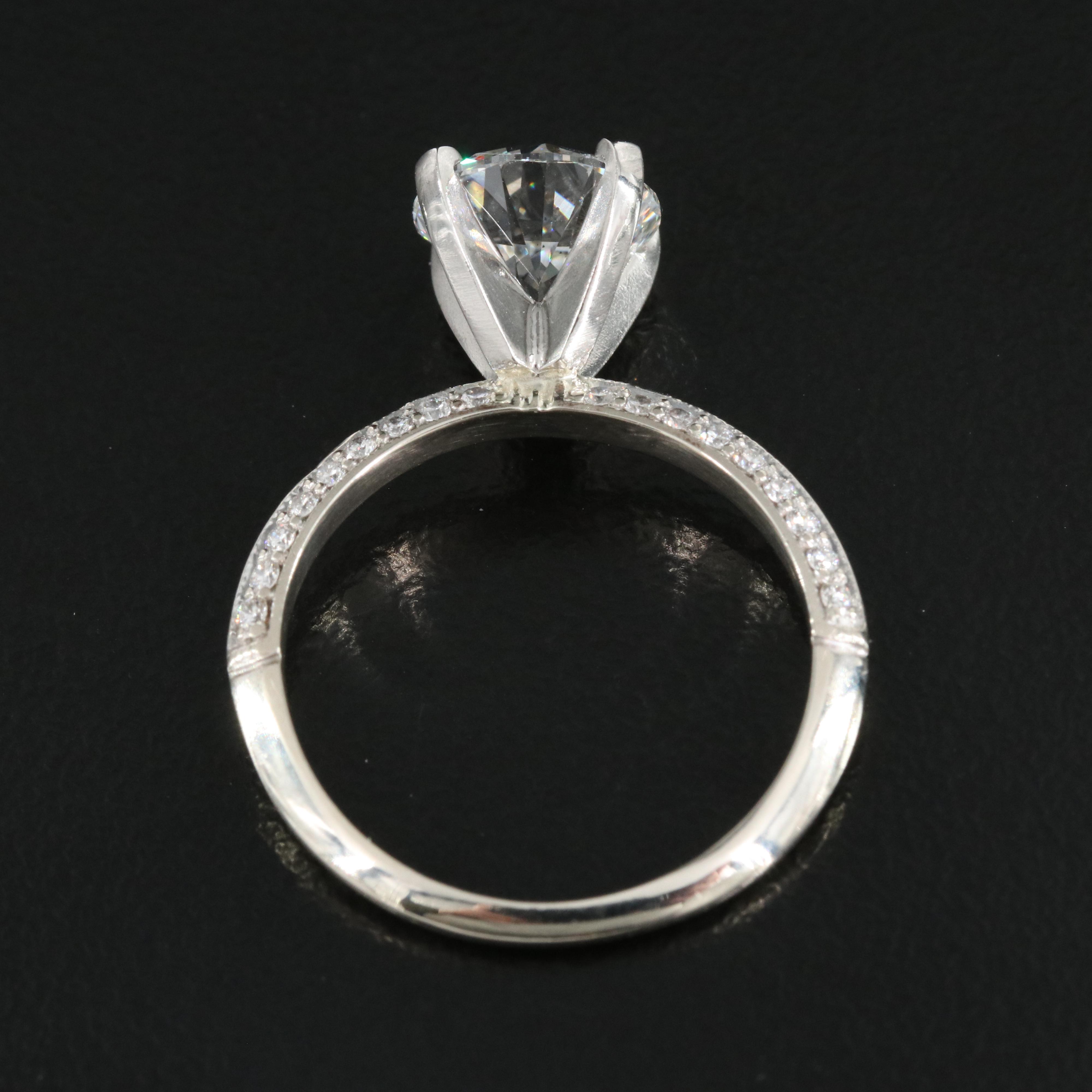 14K 2.37 CTW Lab Grown Diamond Ring with Platinum Mounting and IGI Report