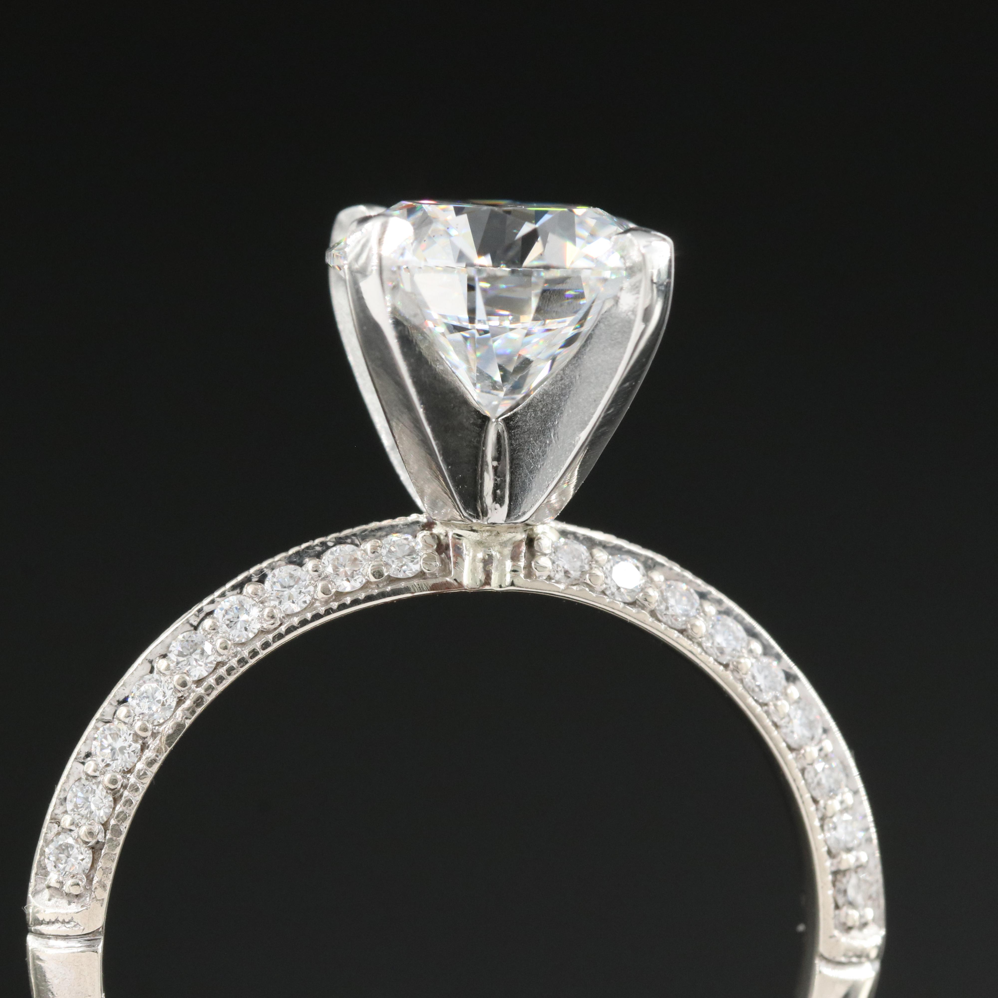 14K 2.37 CTW Lab Grown Diamond Ring with Platinum Mounting and IGI Report