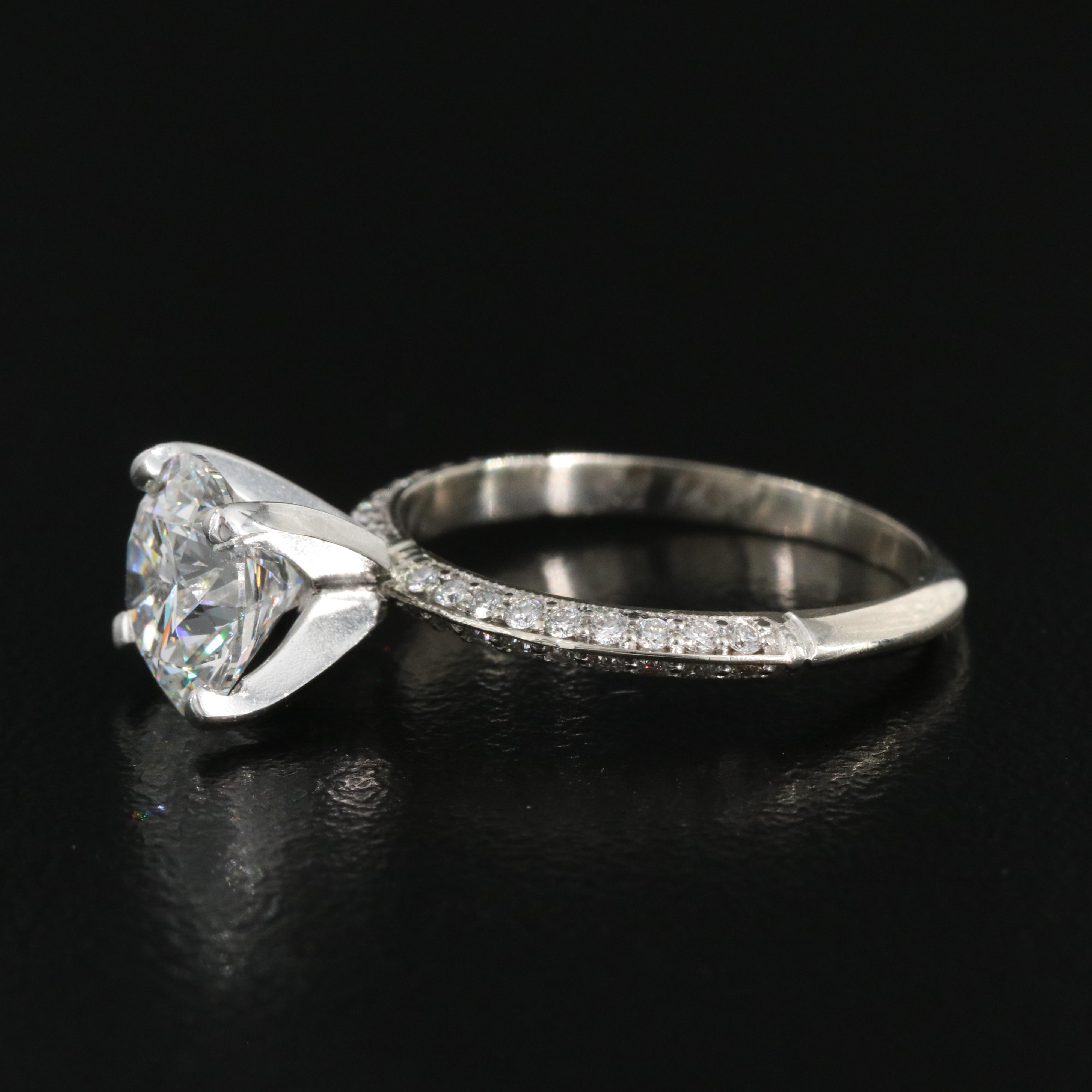 14K 2.37 CTW Lab Grown Diamond Ring with Platinum Mounting and IGI Report