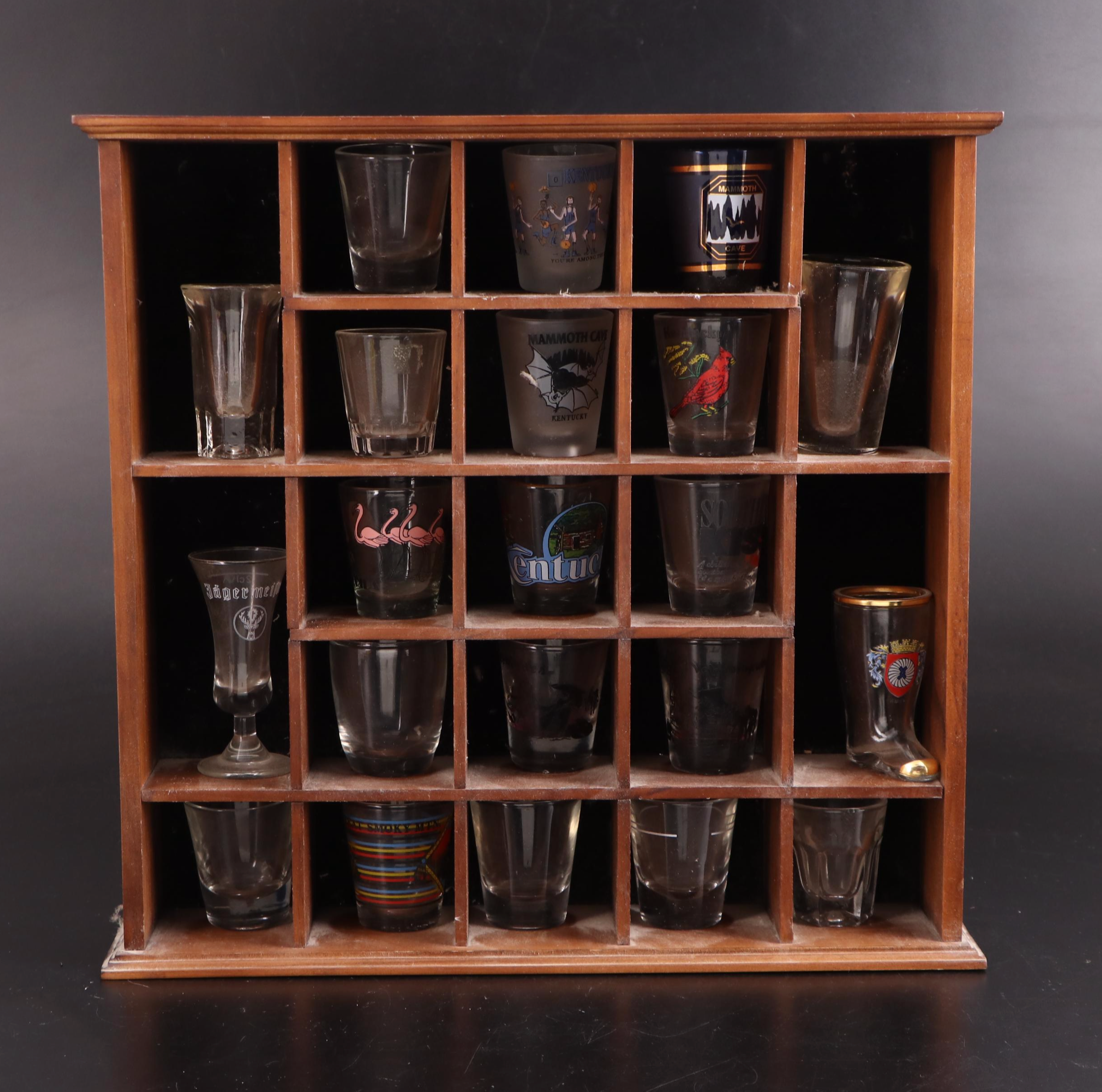 Art Deco Style Chrome and Other Glass Cocktail Shakers with Shot Glasses