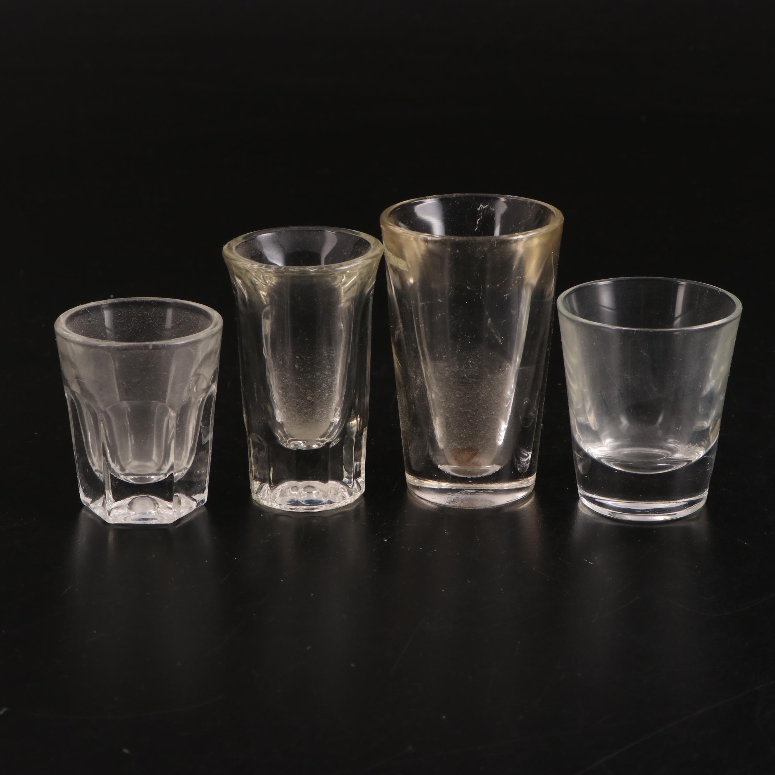 Art Deco Style Chrome and Other Glass Cocktail Shakers with Shot Glasses