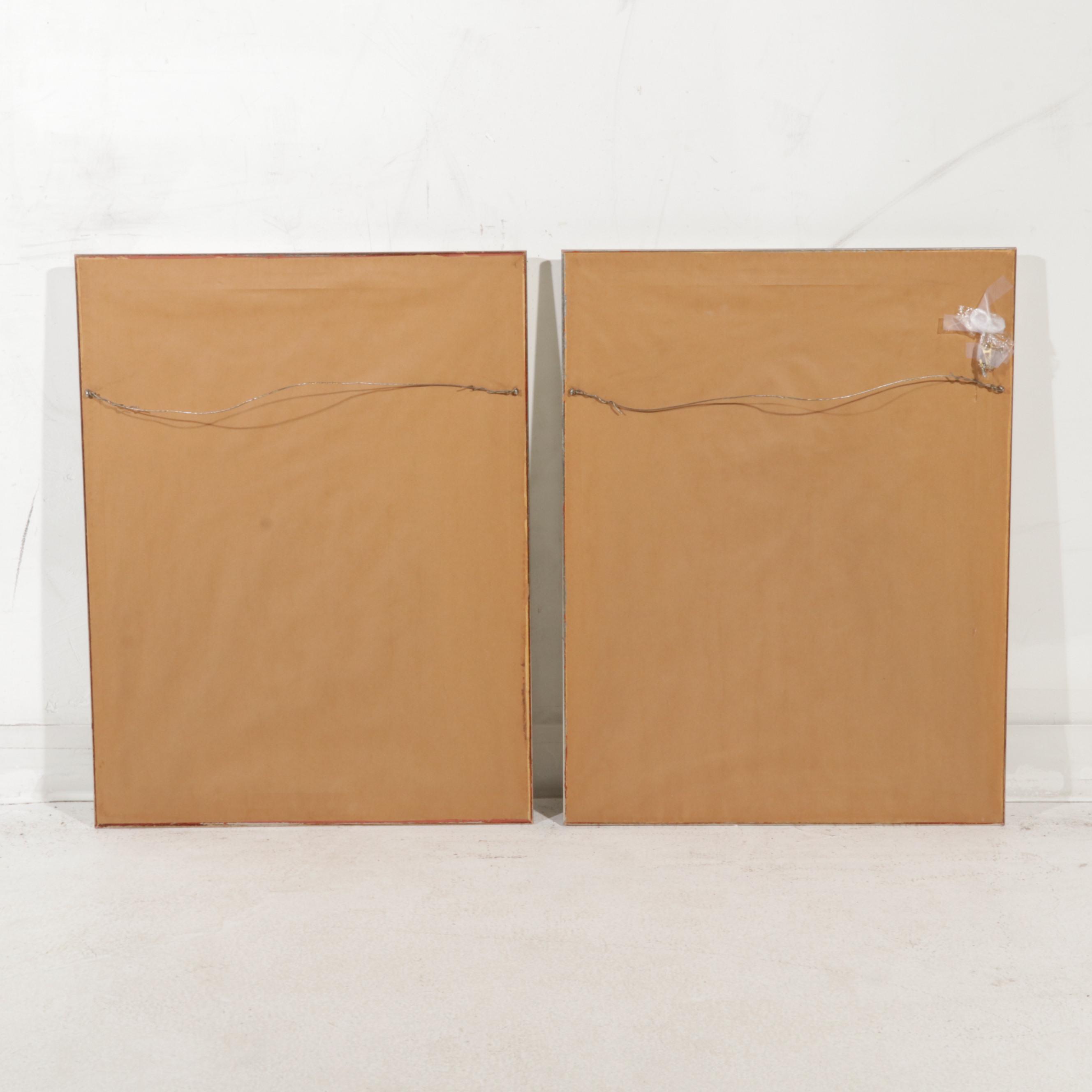 deBarde Abstract Mixed Media Paintings "Manhattan I & II"