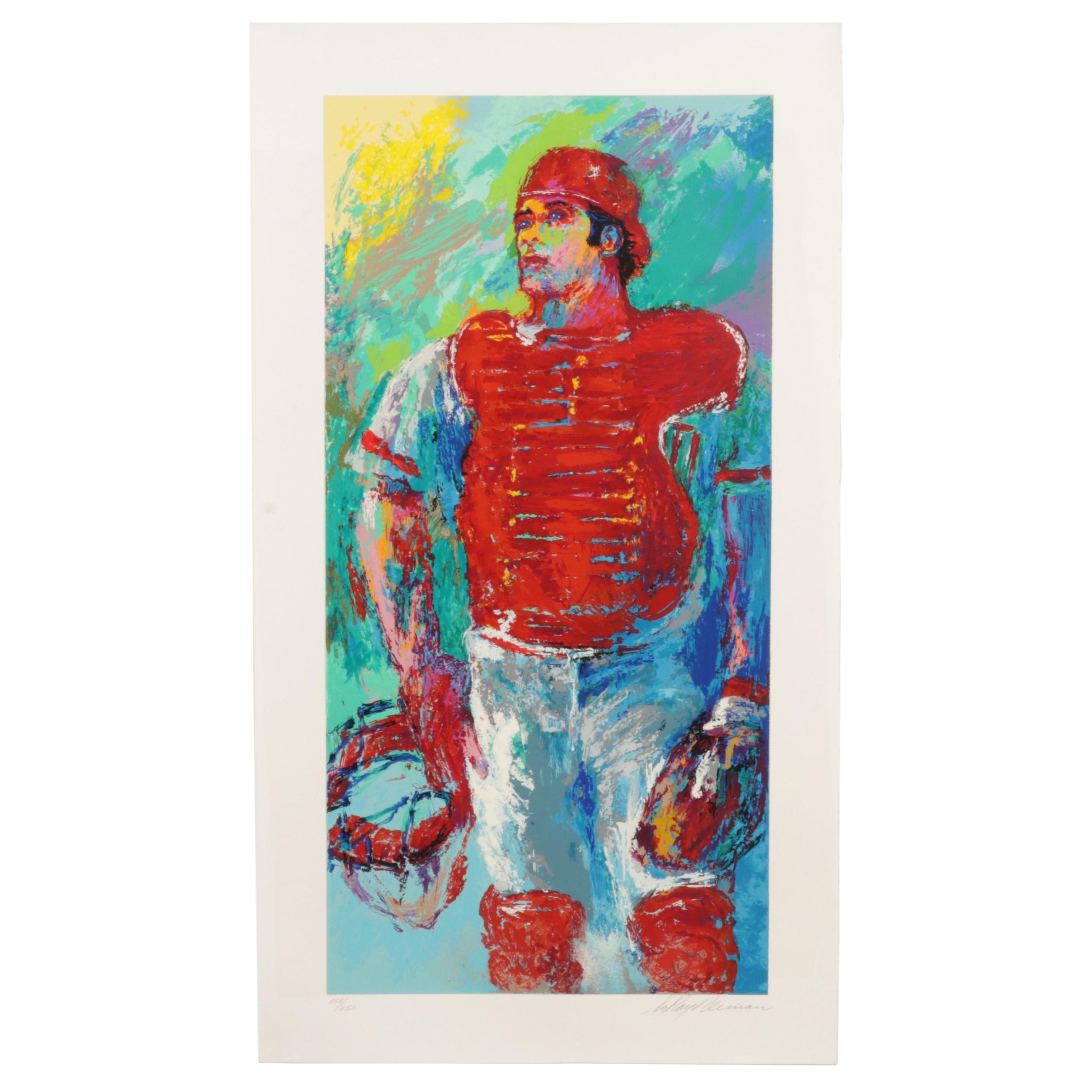 LeRoy Neiman Serigraph "Johnny Bench, the Catcher," Circa 1989