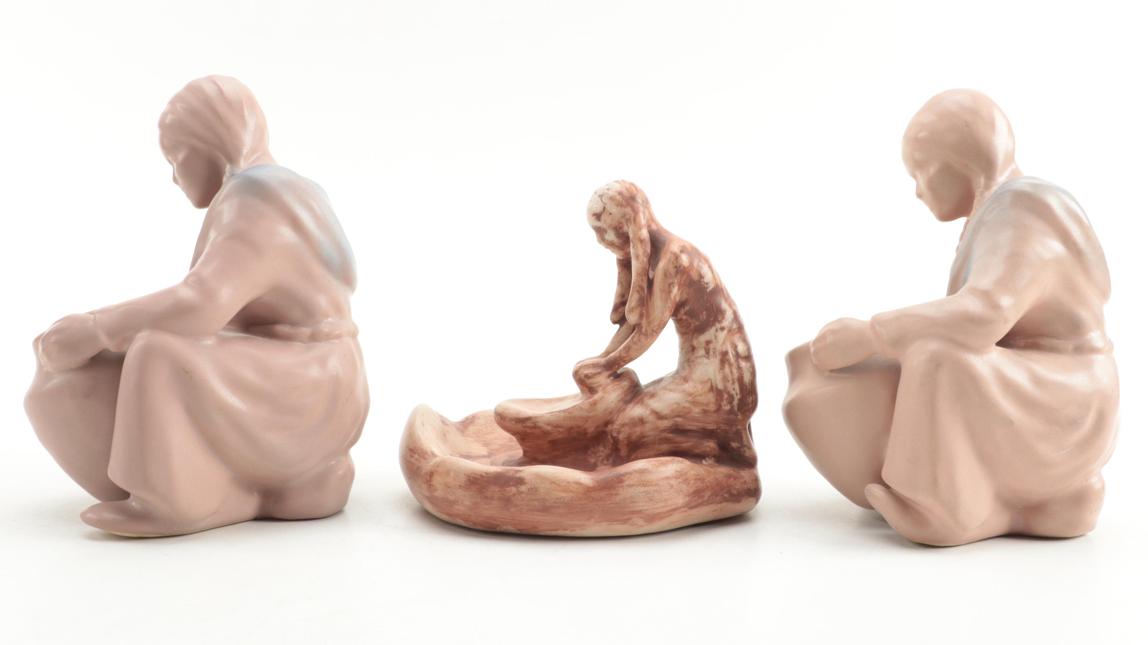 Van Briggle Pottery Ceramic Native American Figurines and Wall Plaques