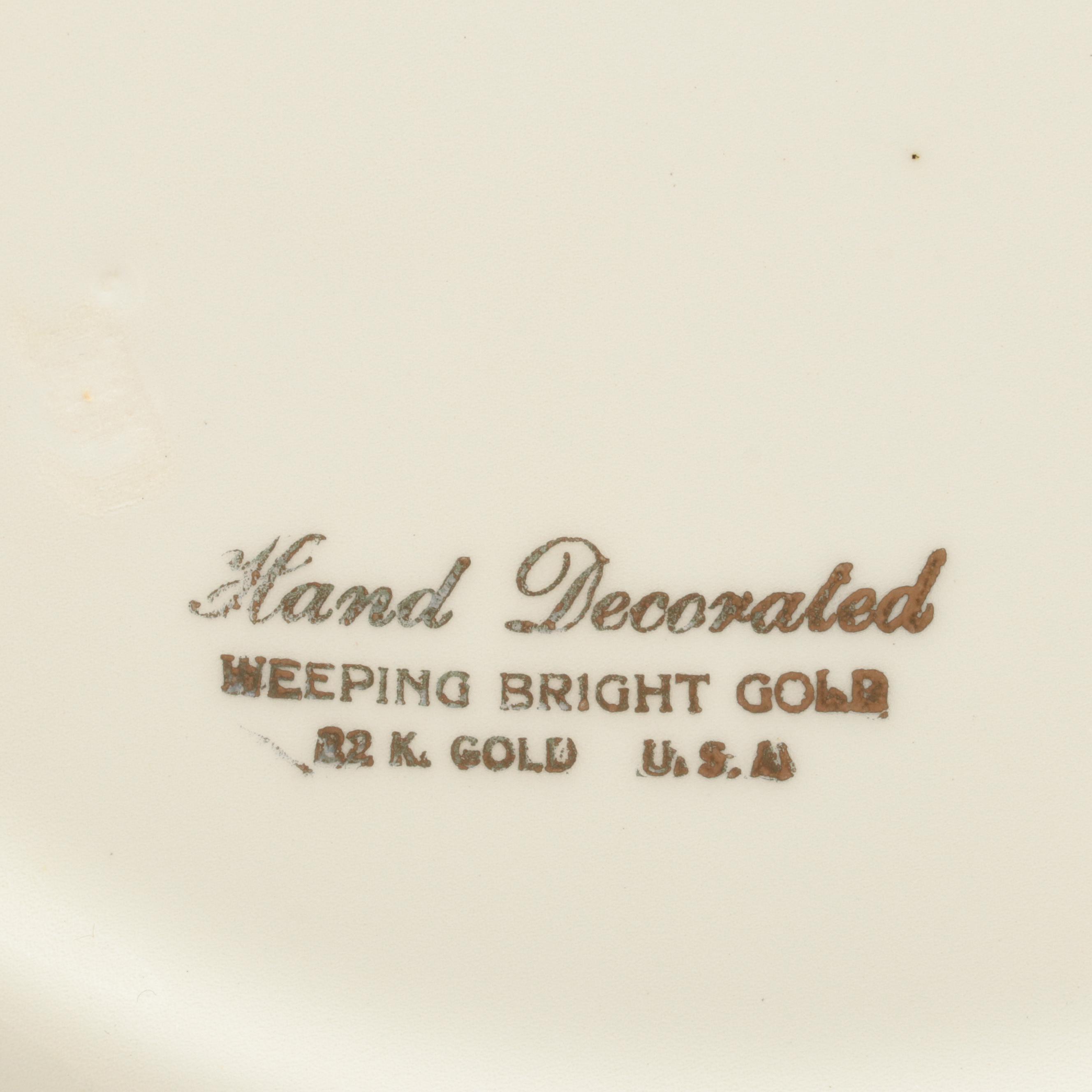 Mid Century Modern 22K Gold Accented Weeping Bright Gold Two Tier Dessert Tray