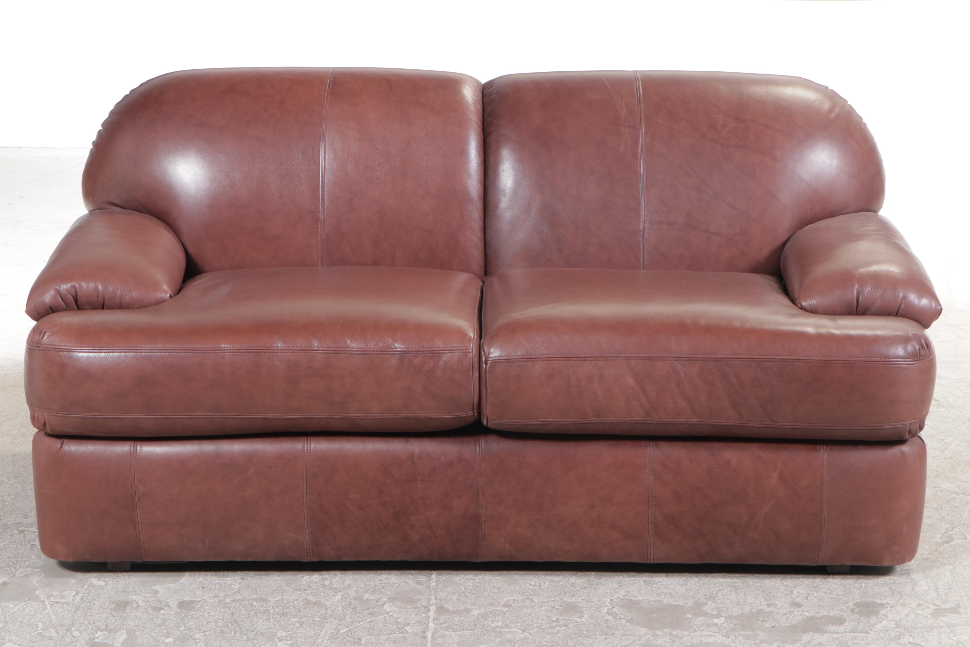 Bernhardt Brown Leather Loveseat