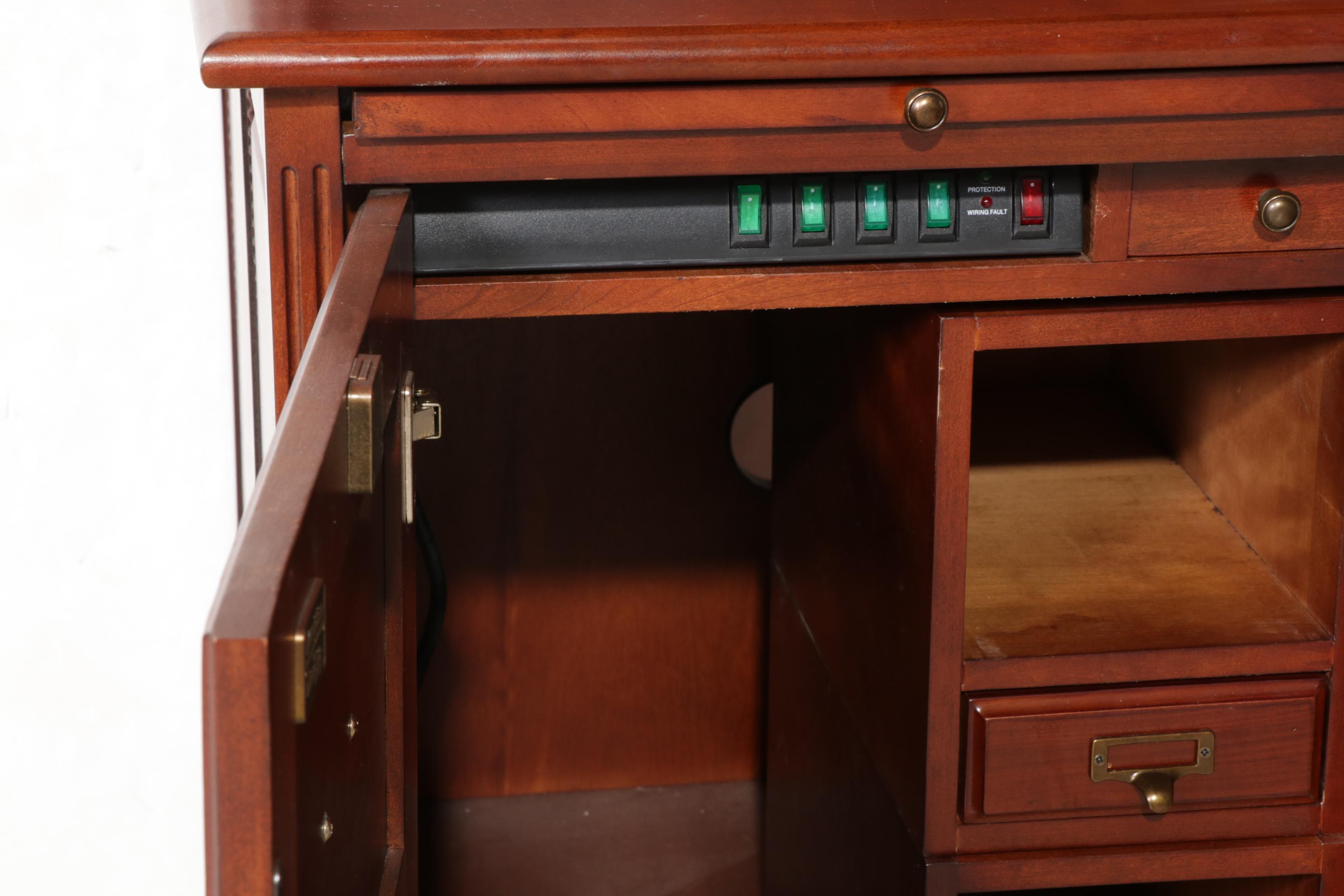 Riverside "Meridian" Cherry-Finished Corner Desk, Hutch and Lateral File Cabinet