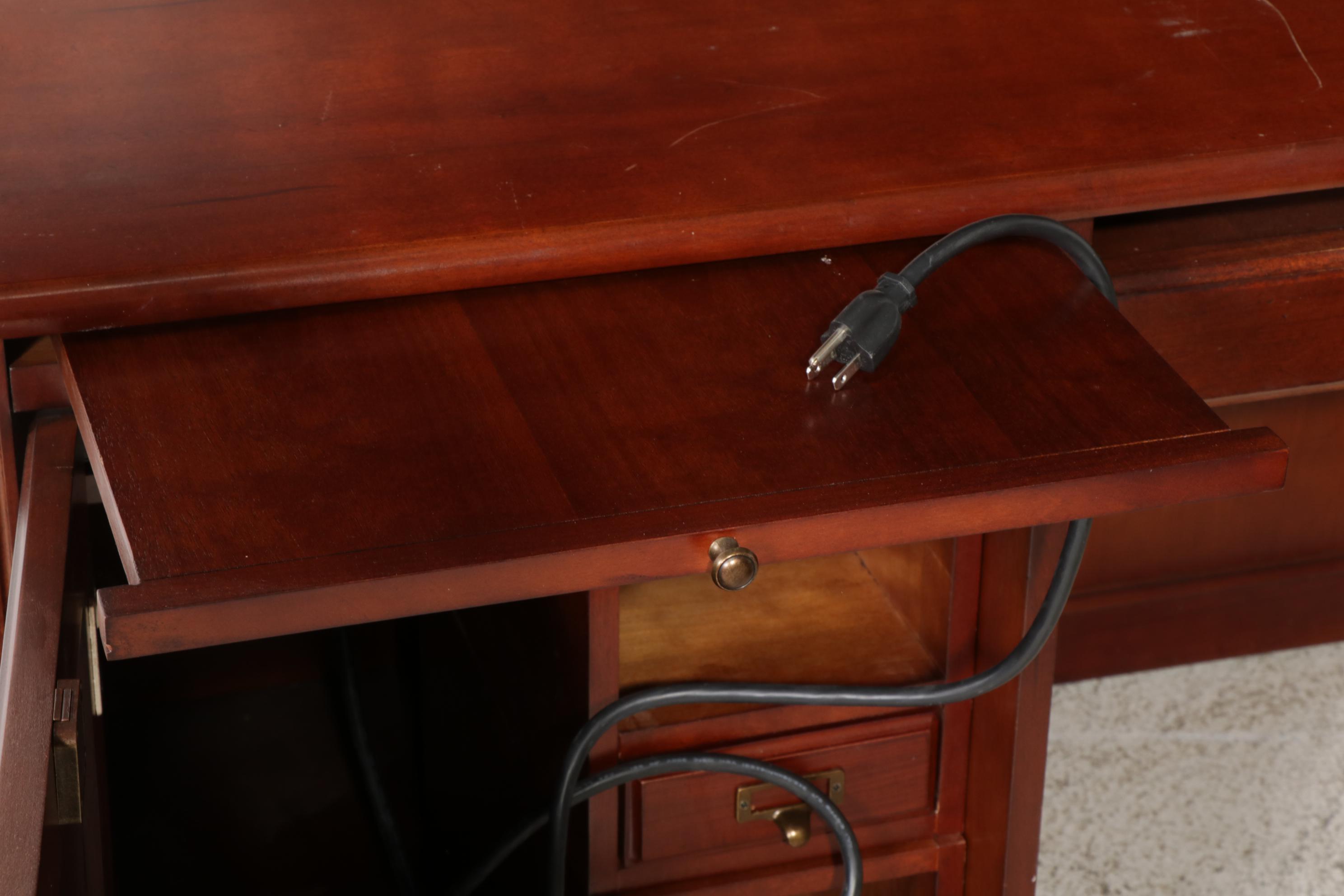 Riverside "Meridian" Cherry-Finished Corner Desk, Hutch and Lateral File Cabinet