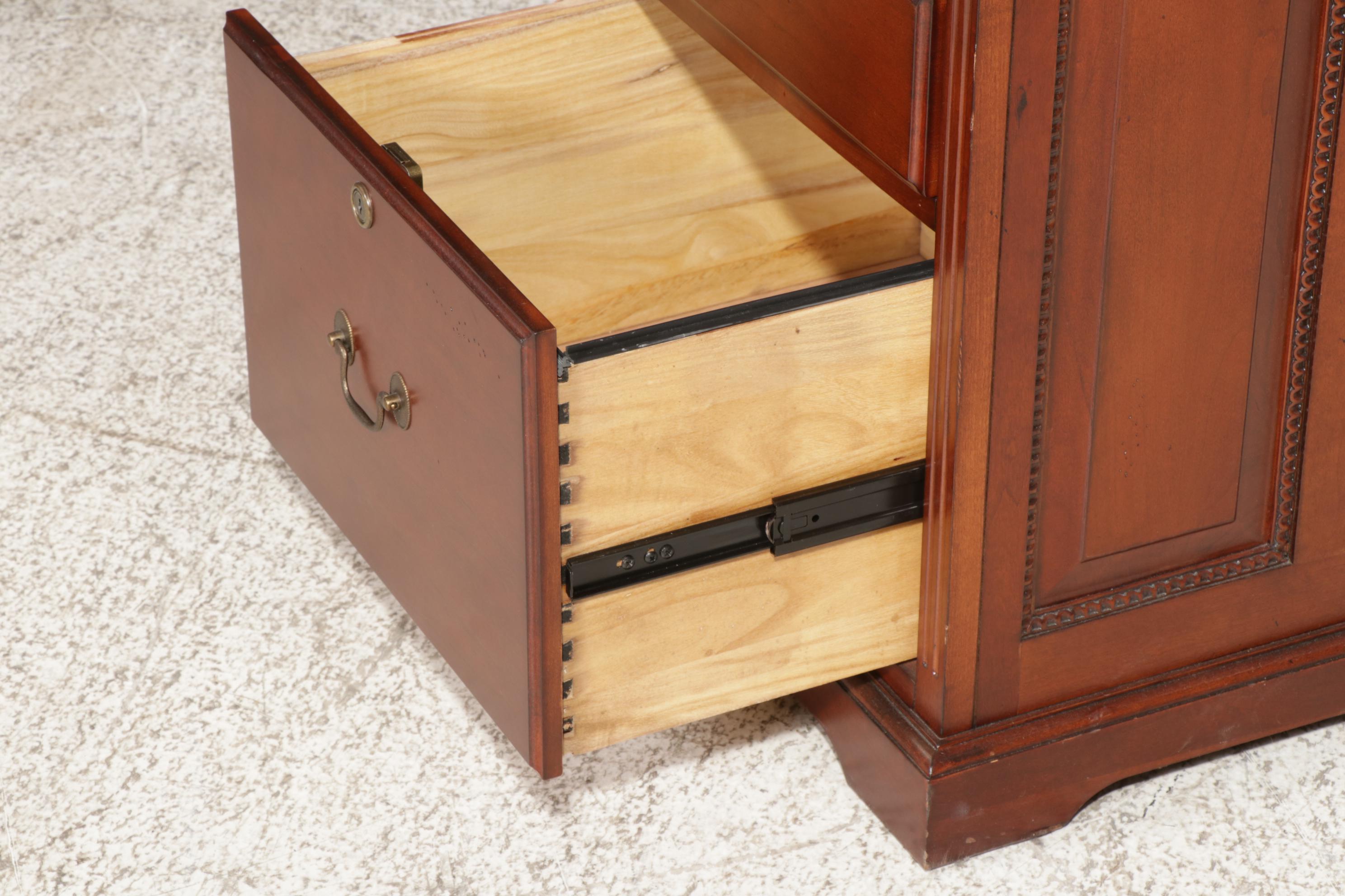 Riverside "Meridian" Cherry-Finished Corner Desk, Hutch and Lateral File Cabinet