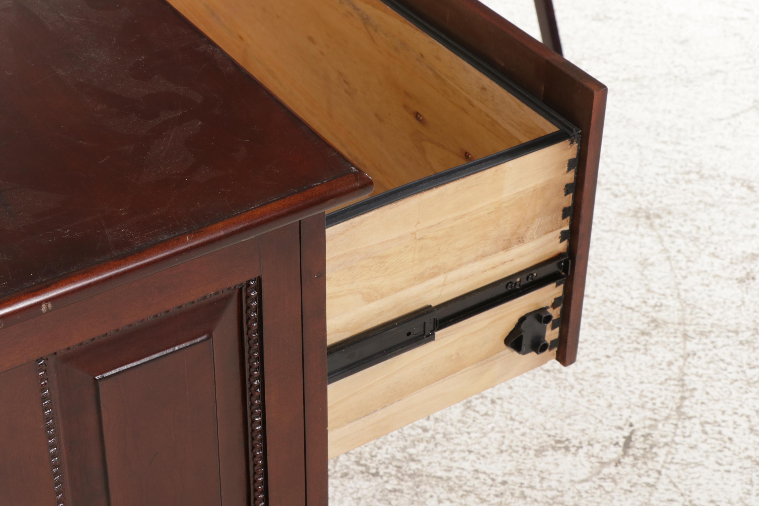 Riverside "Meridian" Cherry-Finished Corner Desk, Hutch and Lateral File Cabinet