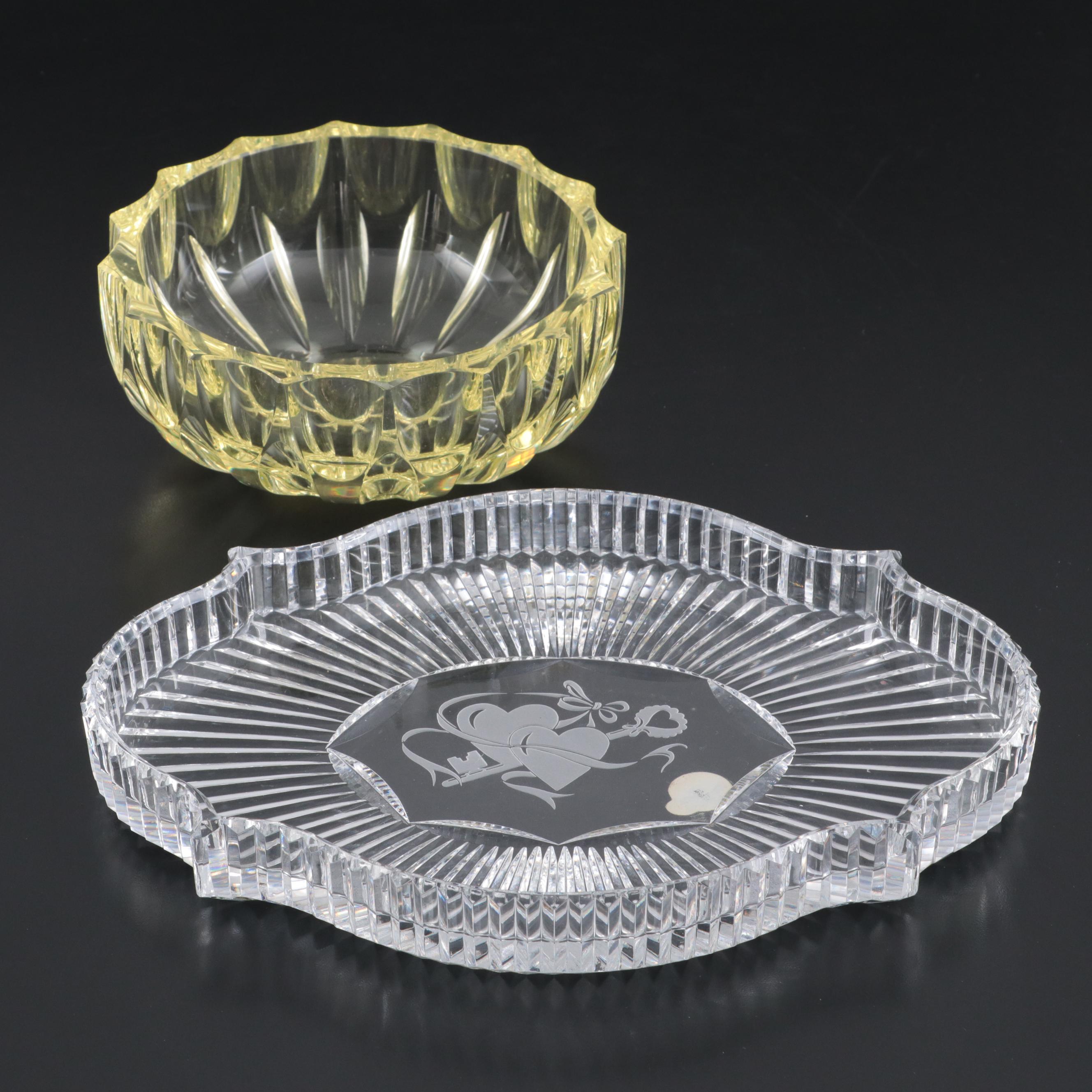 Waterford Crystal Vanity Tray and Other Yellow Bowl