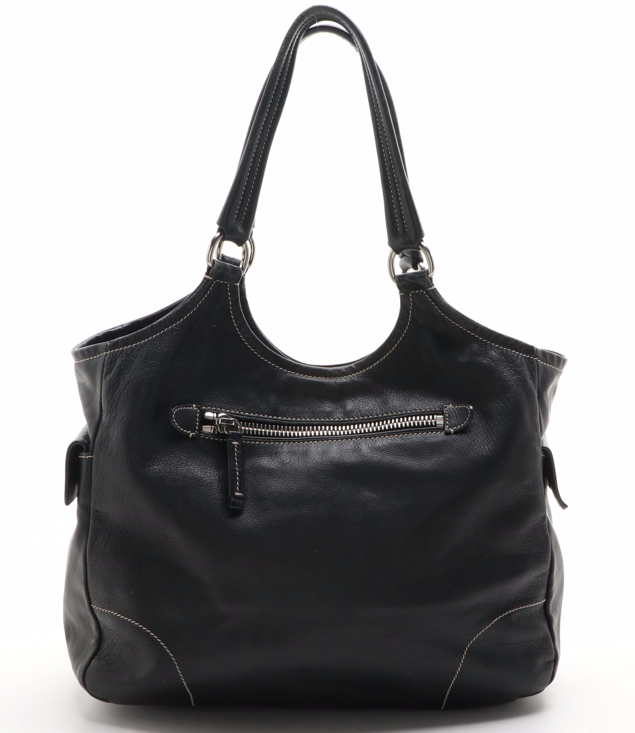 Prada Medium Shoulder Bag in Leather with Contrast Stitching