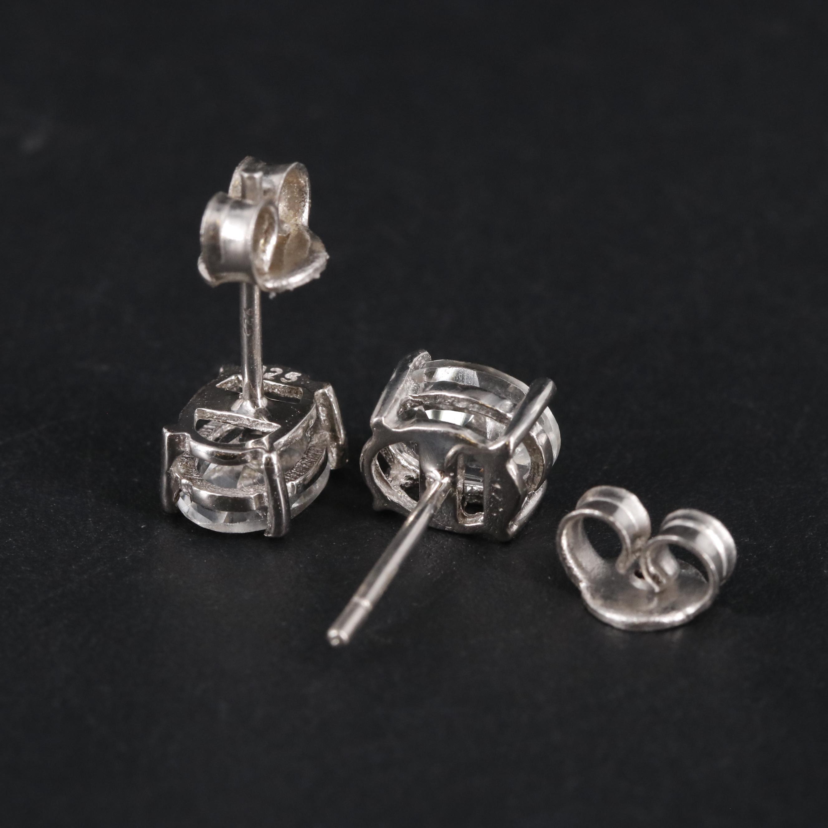 Sterling Silver Oval Topaz Stud Earrings