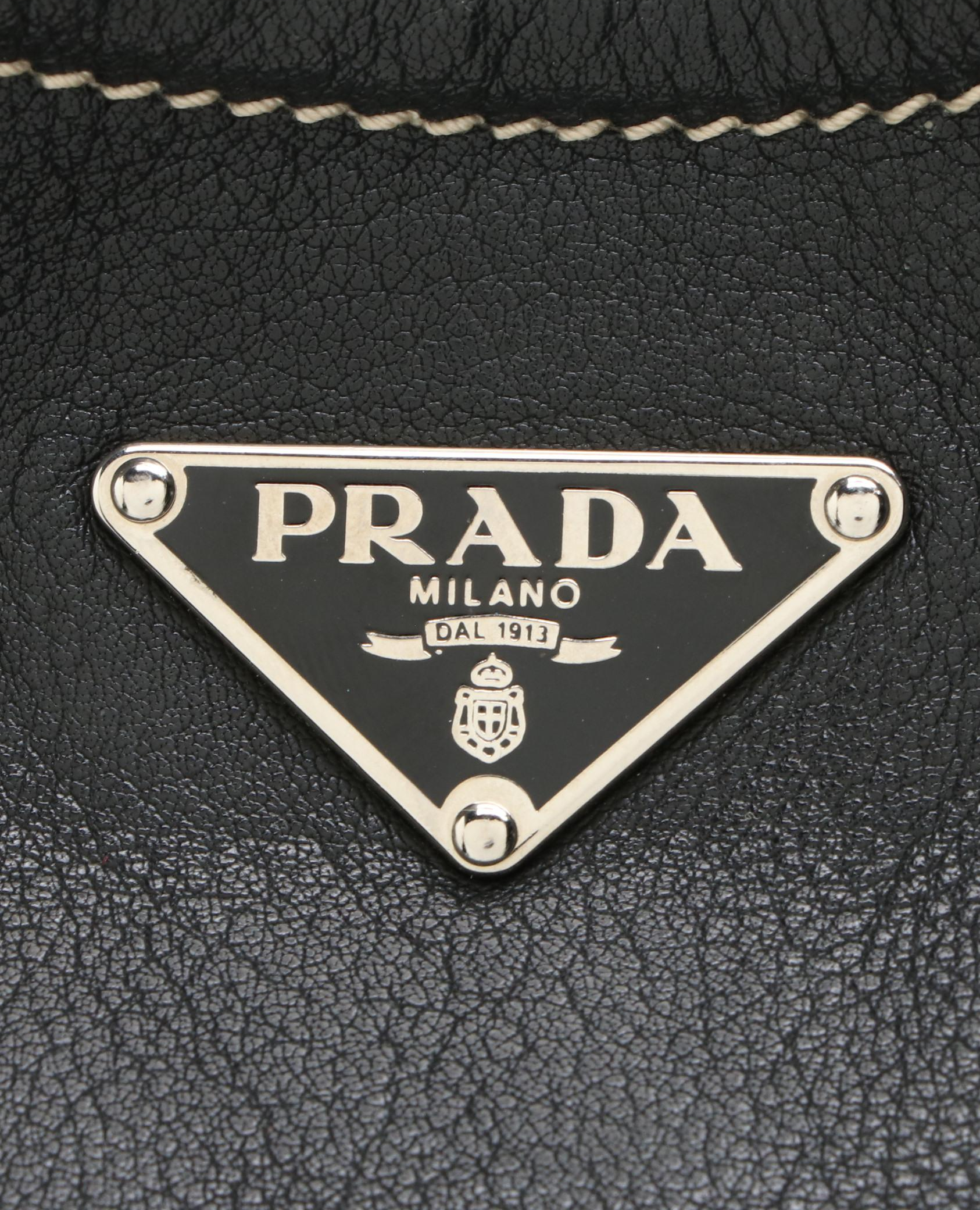 Prada Medium Shoulder Bag in Leather with Contrast Stitching