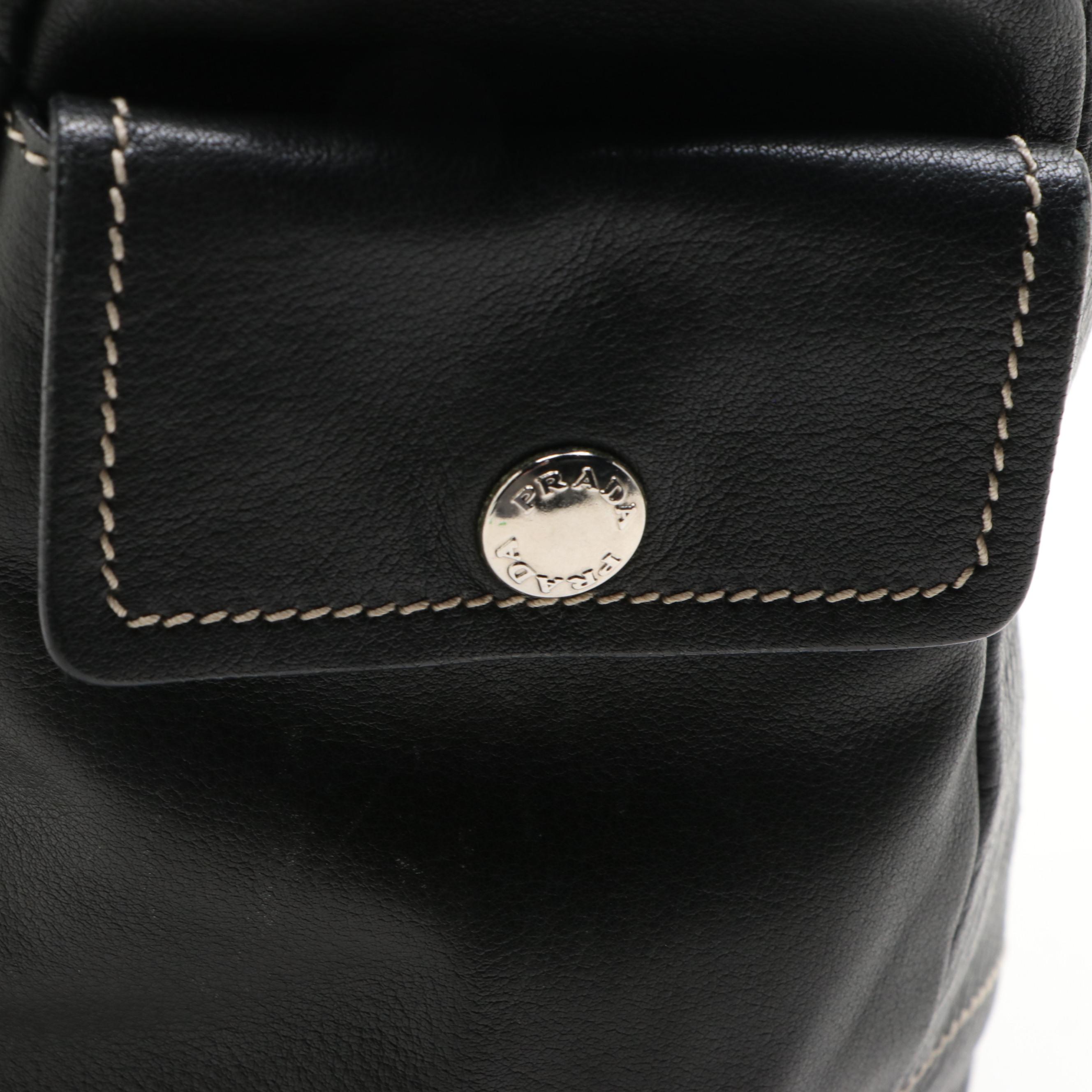 Prada Medium Shoulder Bag in Leather with Contrast Stitching