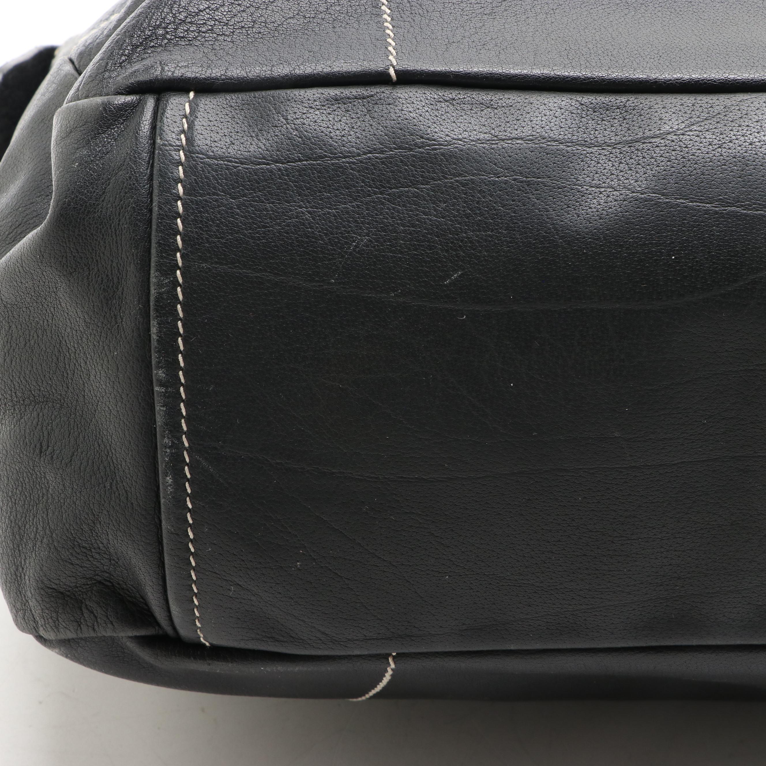 Prada Medium Shoulder Bag in Leather with Contrast Stitching