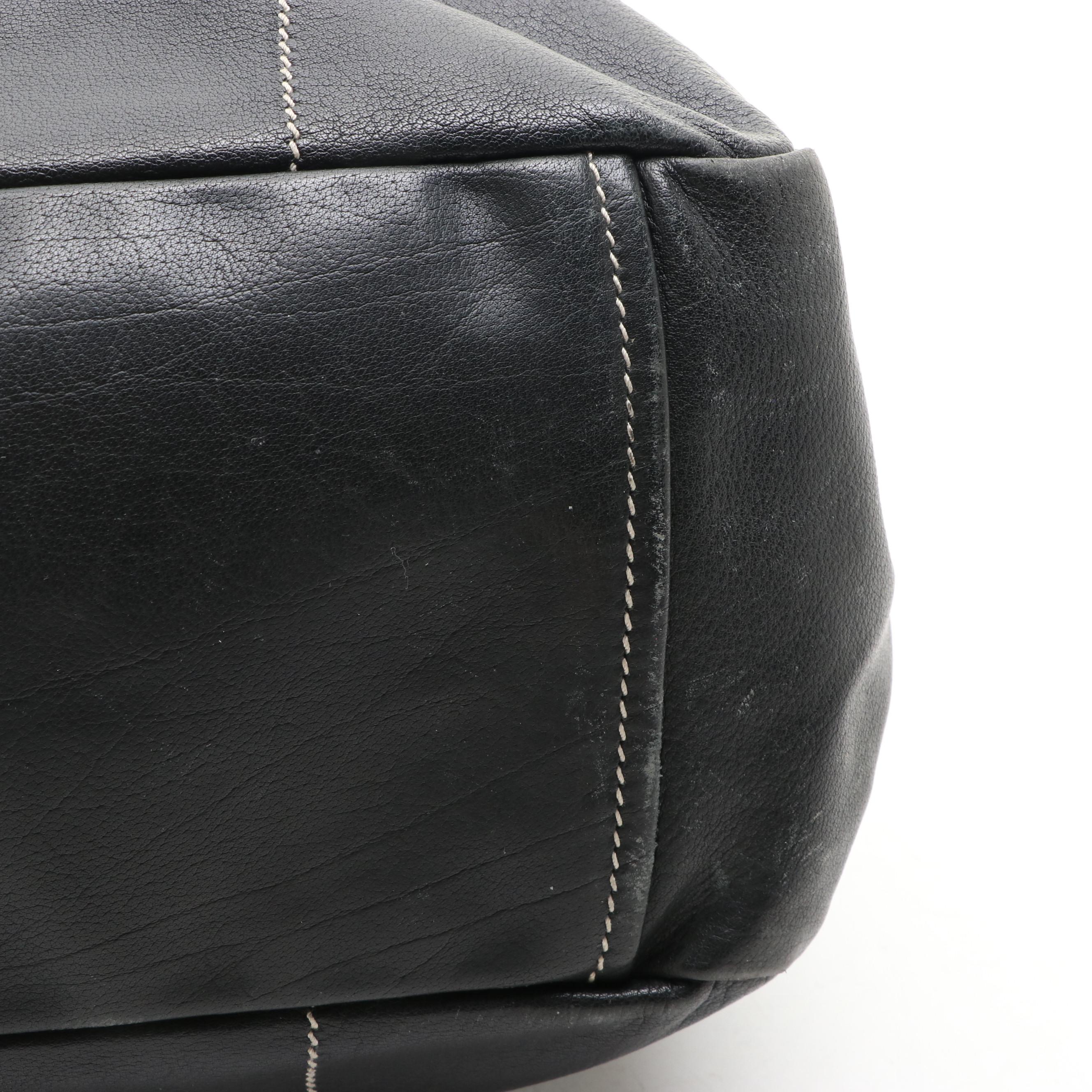 Prada Medium Shoulder Bag in Leather with Contrast Stitching