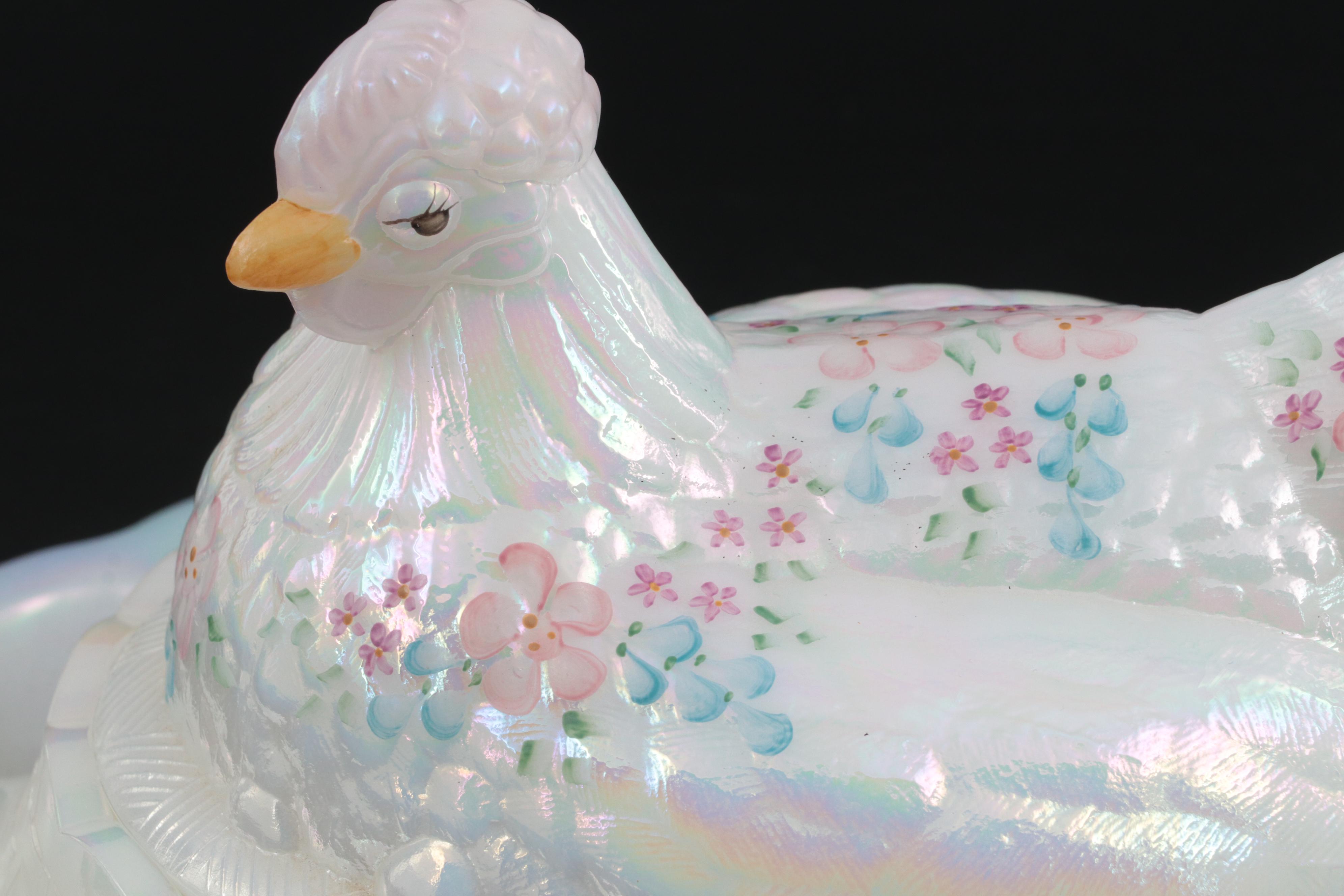 Fenton Limited Edition Artist Signed Glass Deviled Egg Server with Bowls