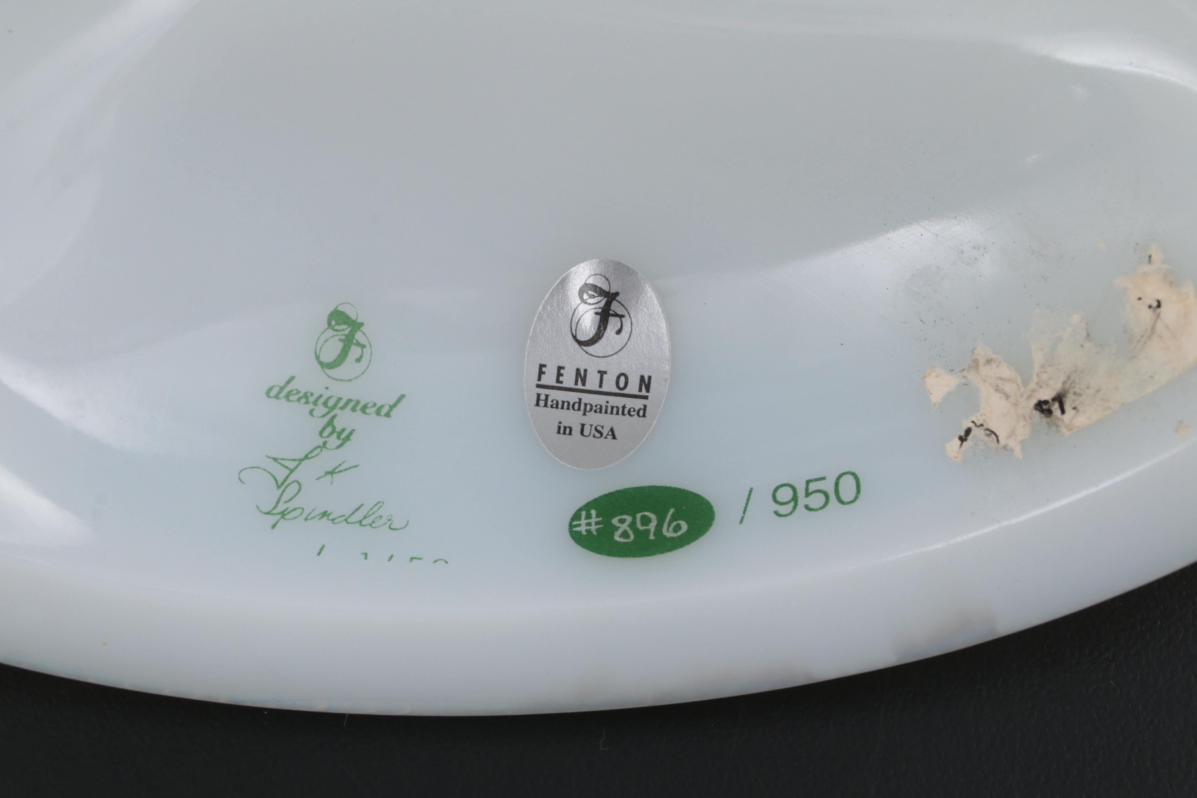 Fenton Limited Edition Artist Signed Glass Deviled Egg Server with Bowls