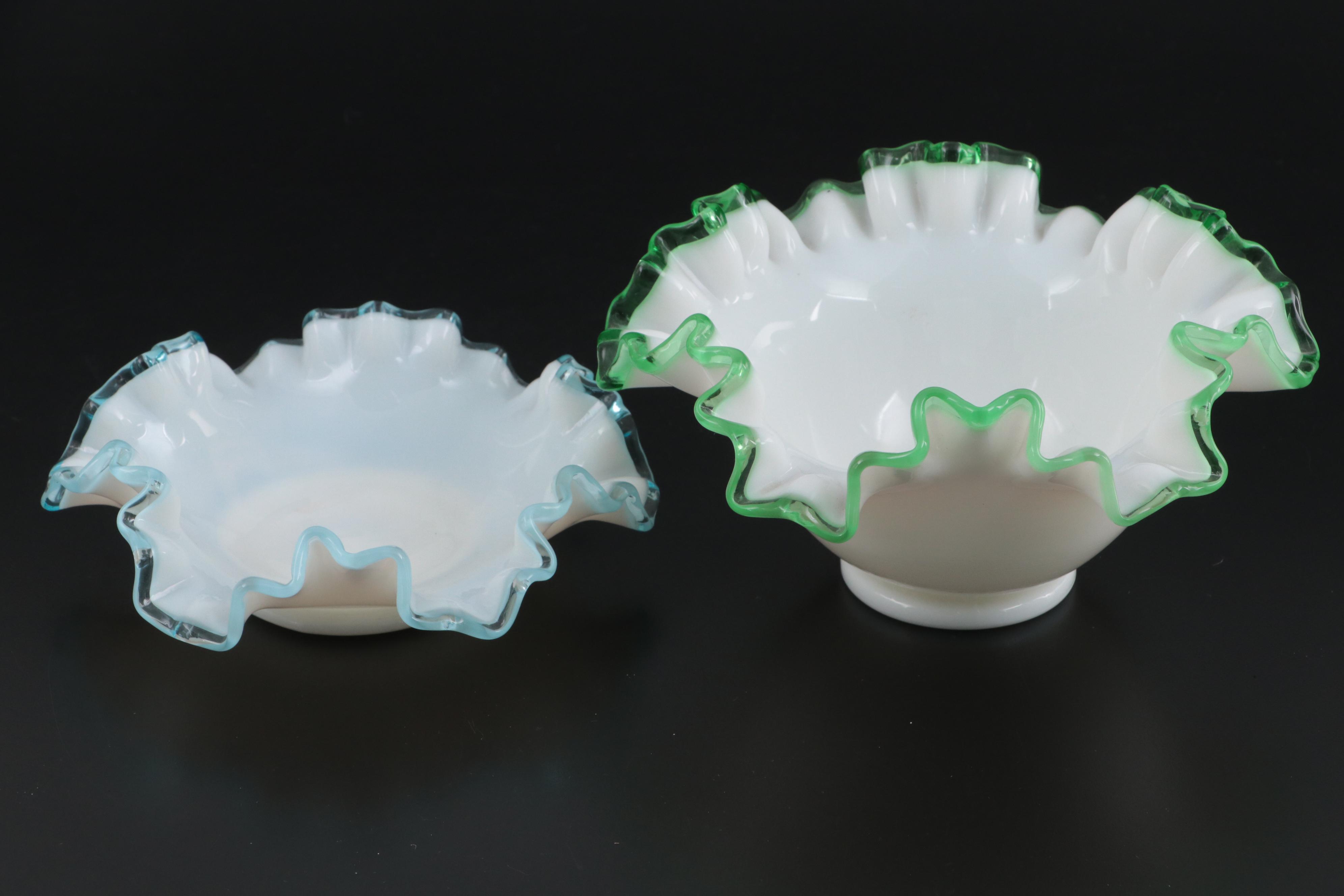 Fenton Limited Edition Artist Signed Glass Deviled Egg Server with Bowls