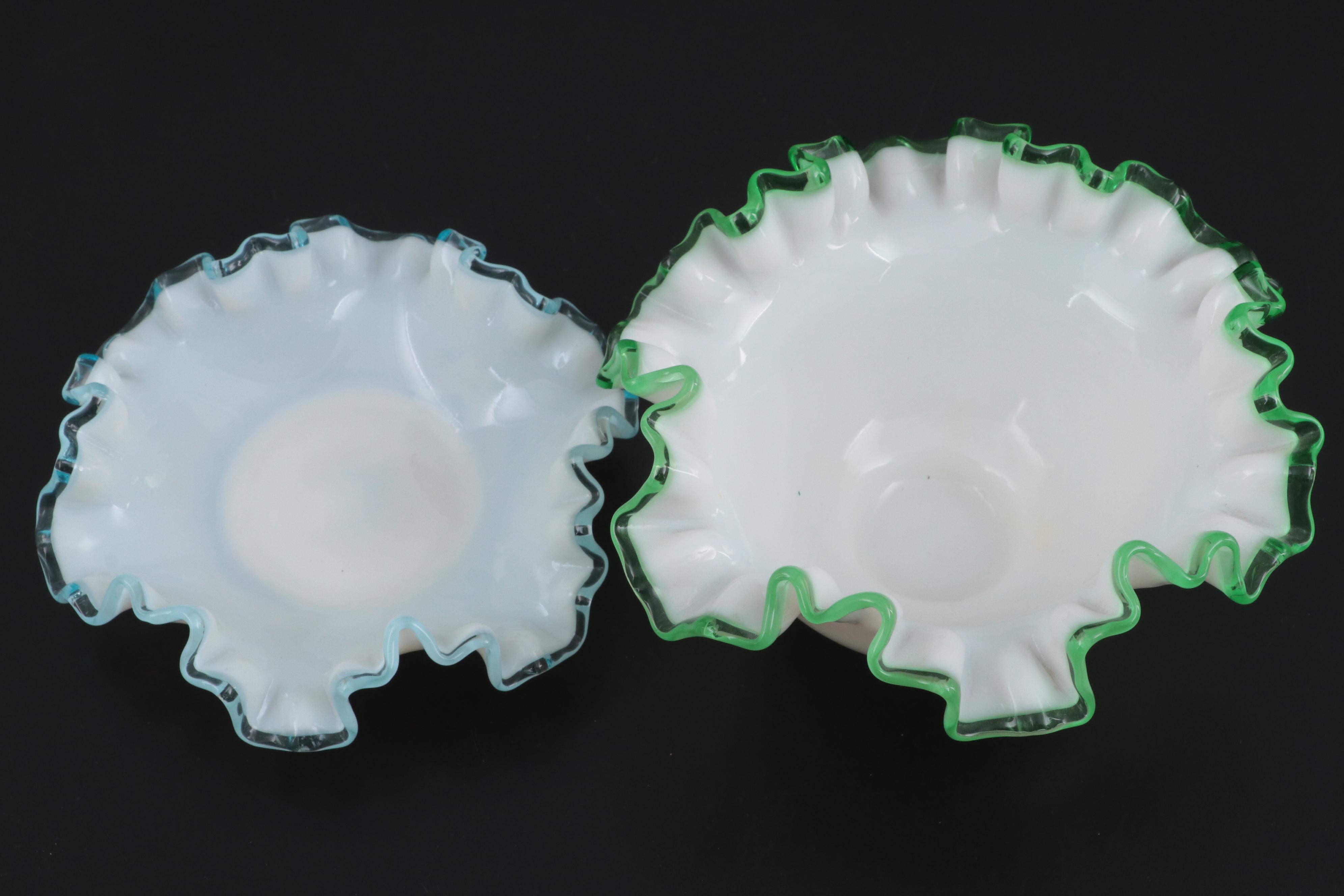 Fenton Limited Edition Artist Signed Glass Deviled Egg Server with Bowls