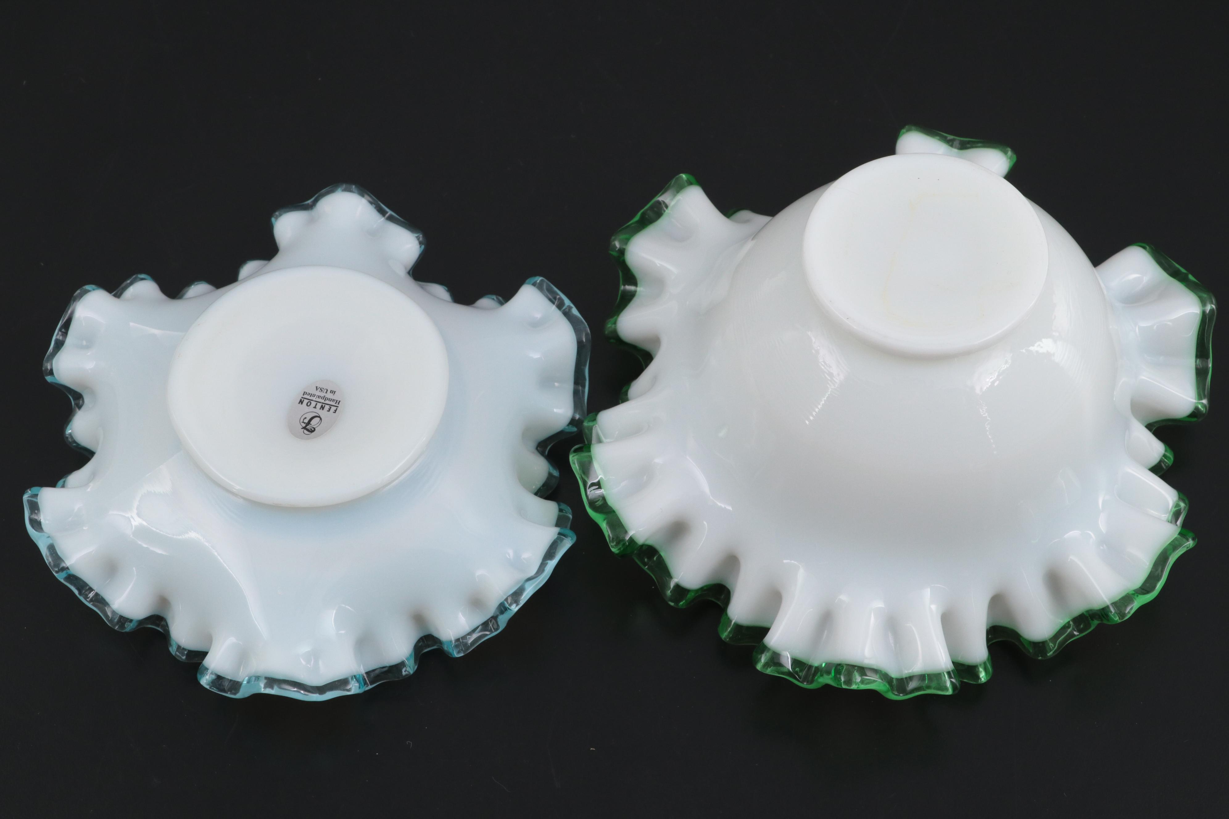 Fenton Limited Edition Artist Signed Glass Deviled Egg Server with Bowls