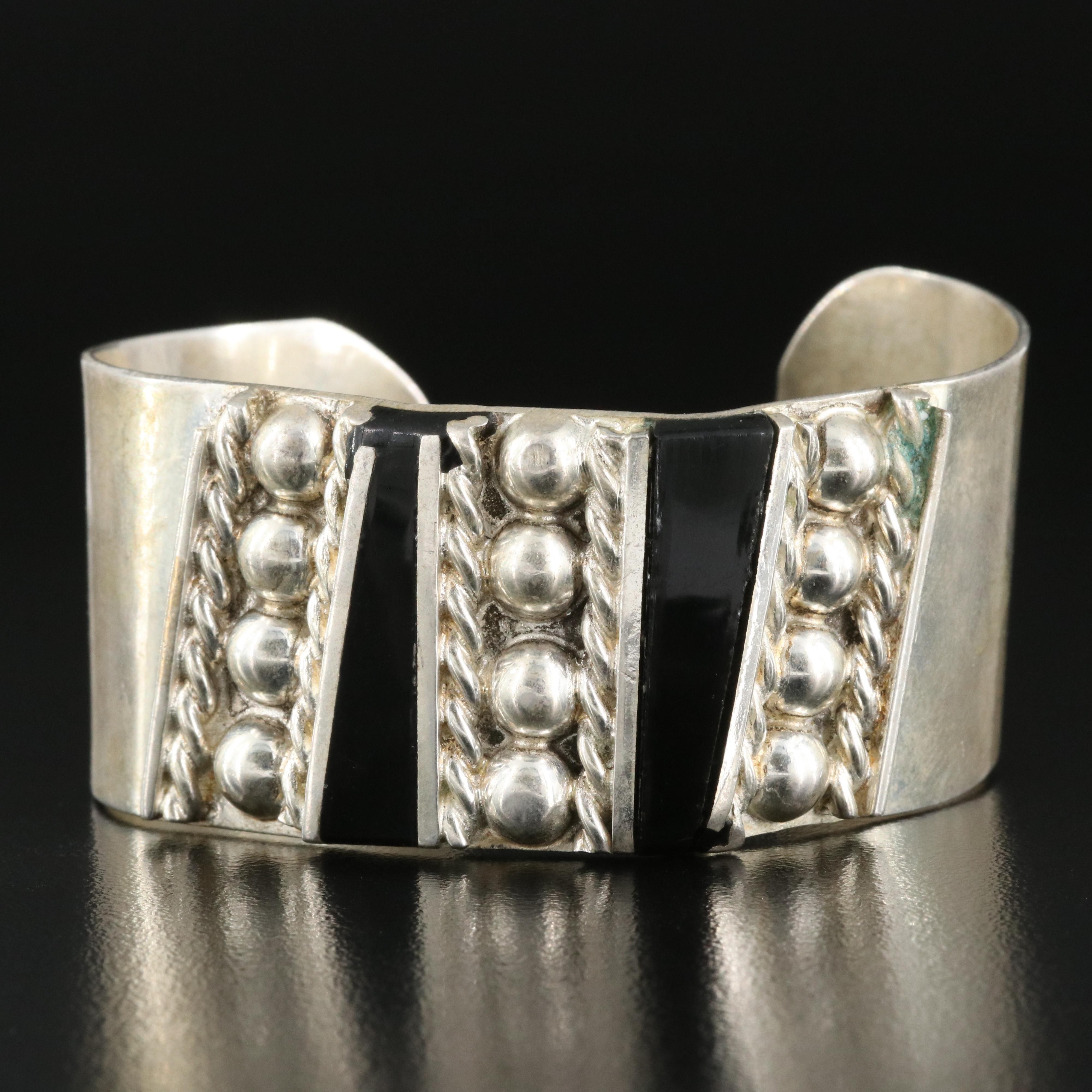 Taxco, Mexico Faux Black Onyx Cuff