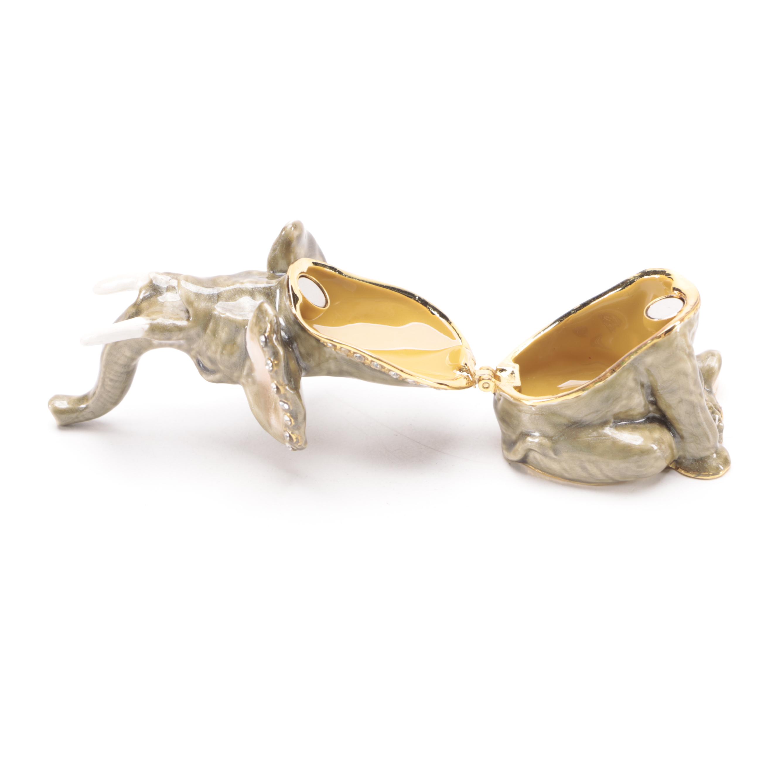 Fitz and Floyd "Glass Menagerie" Rooster with Enameled Box and Stone Peach