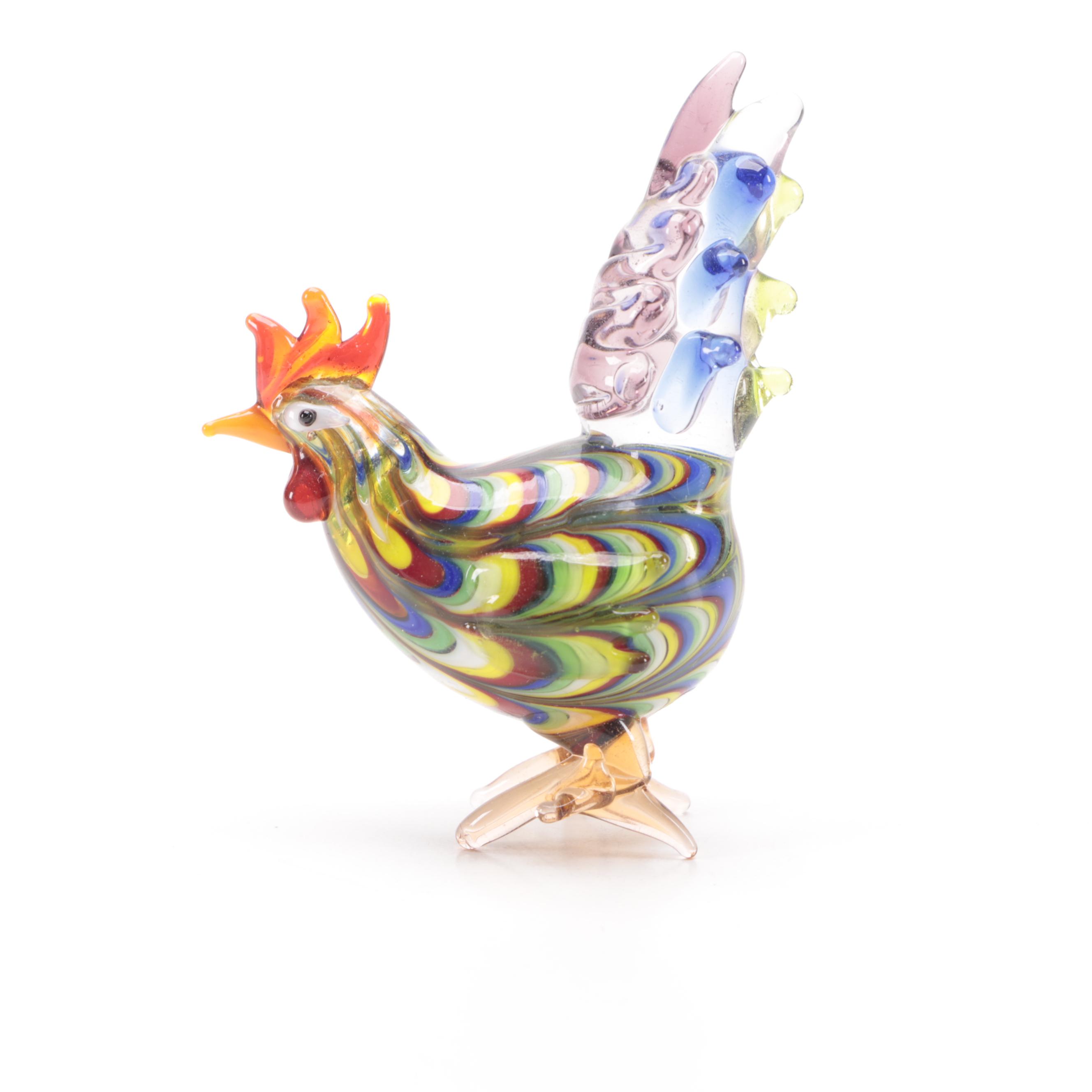 Fitz and Floyd "Glass Menagerie" Rooster with Enameled Box and Stone Peach