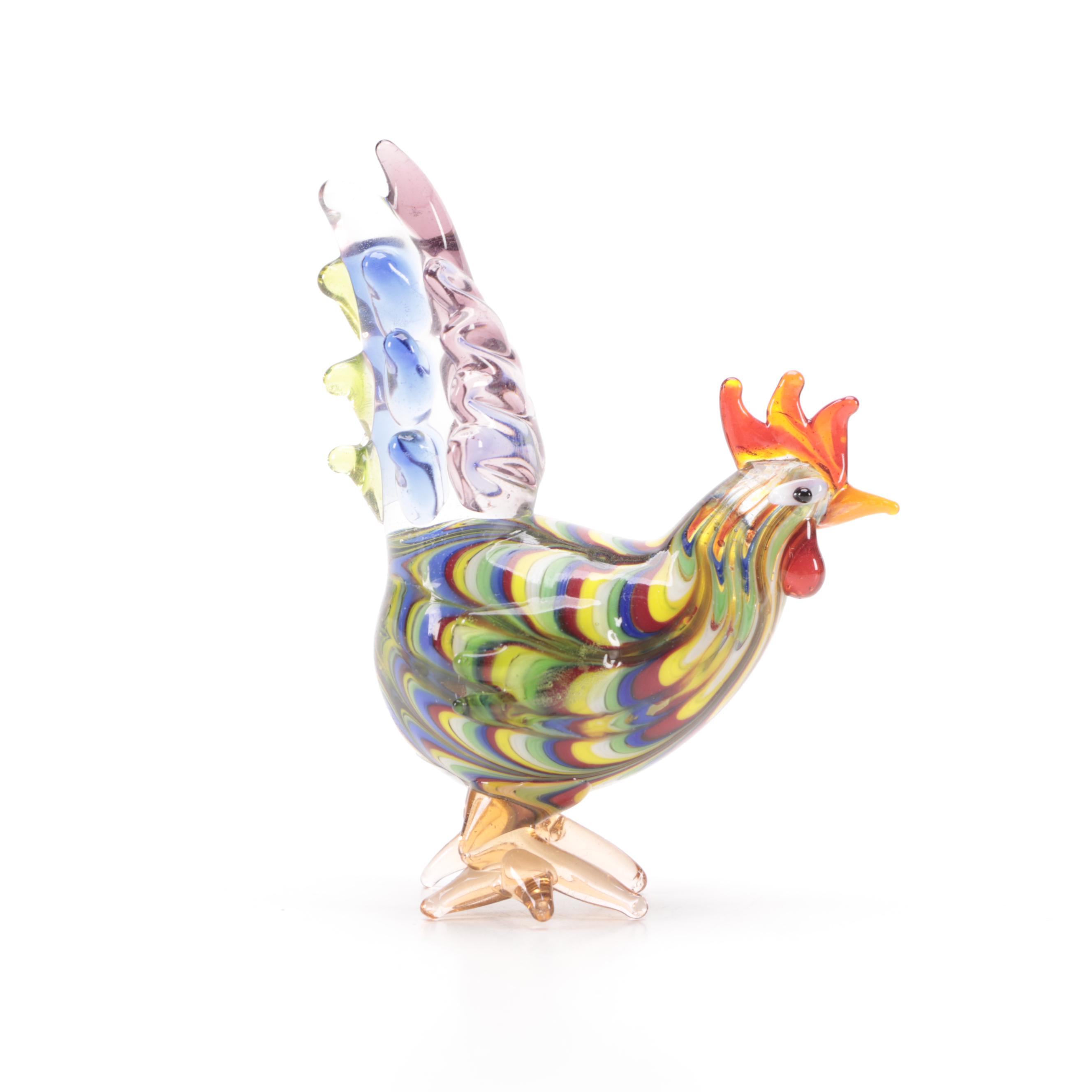 Fitz and Floyd "Glass Menagerie" Rooster with Enameled Box and Stone Peach