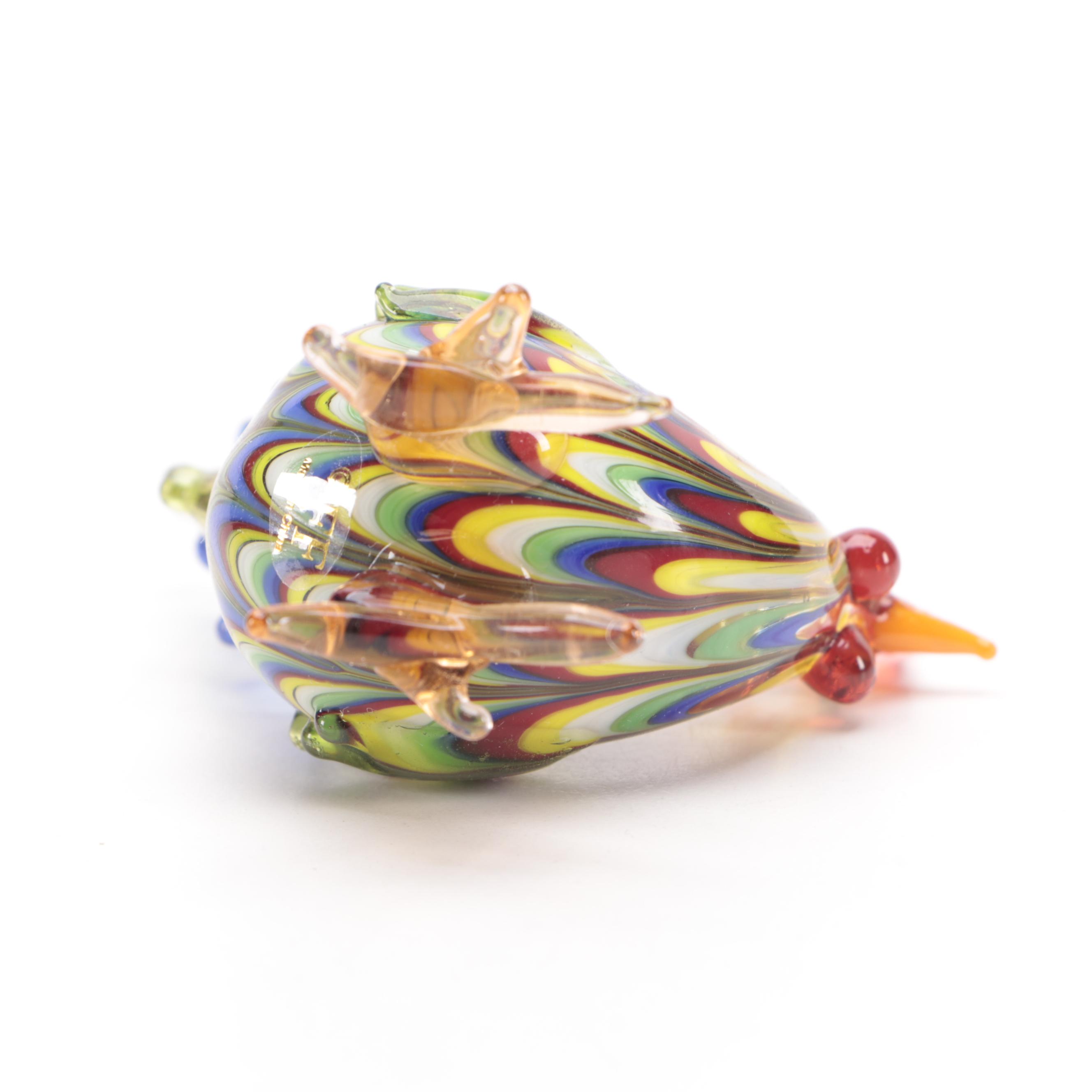 Fitz and Floyd "Glass Menagerie" Rooster with Enameled Box and Stone Peach