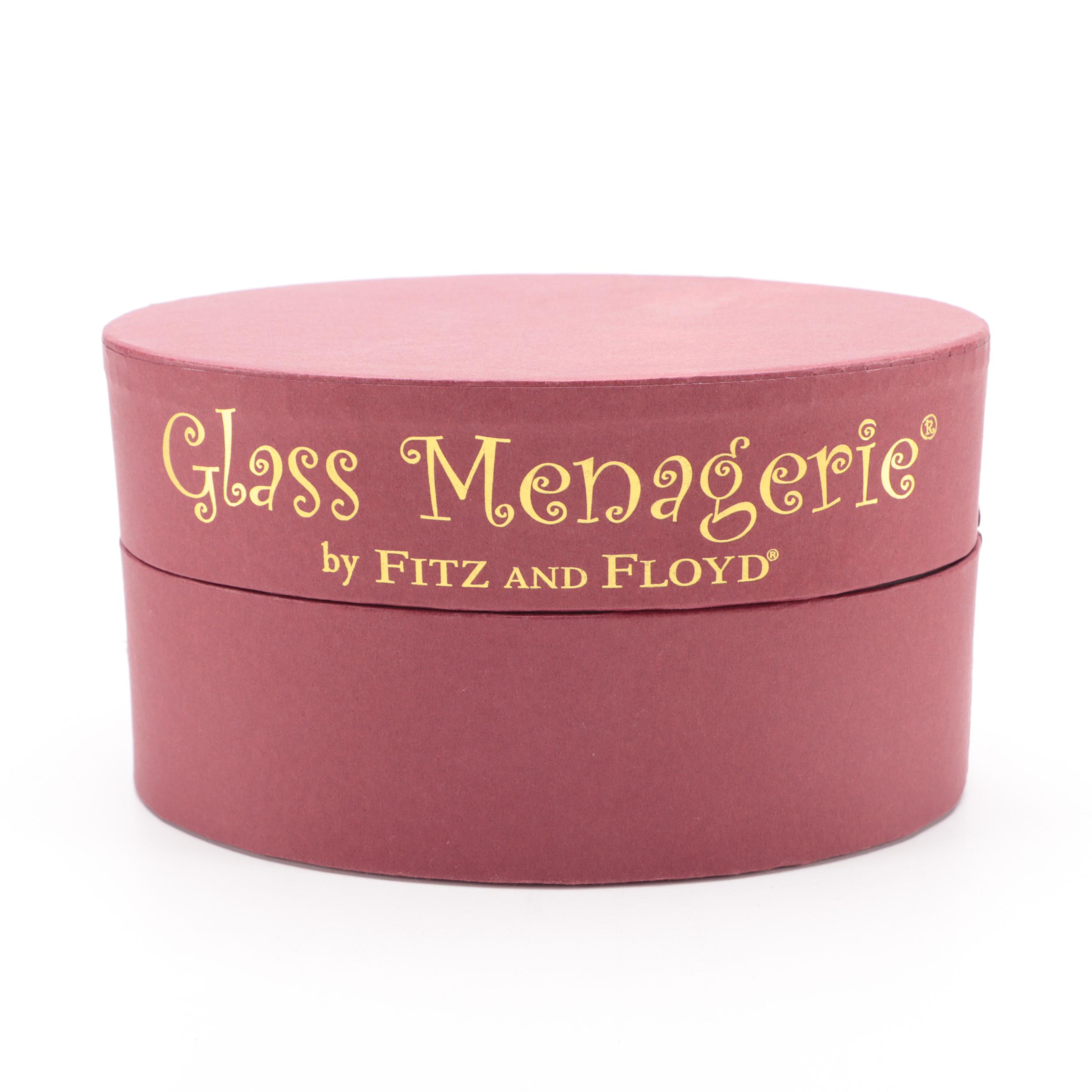 Fitz and Floyd "Glass Menagerie" Rooster with Enameled Box and Stone Peach