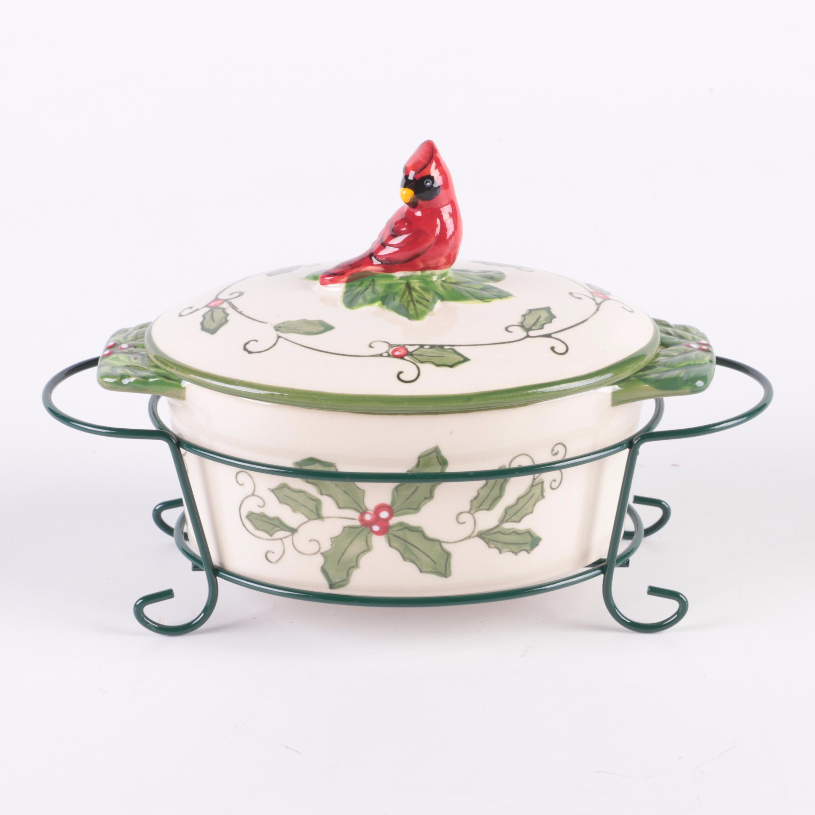 Temp-tations Cardinal 9 oz. Ceramic Oval Bakers and Racks