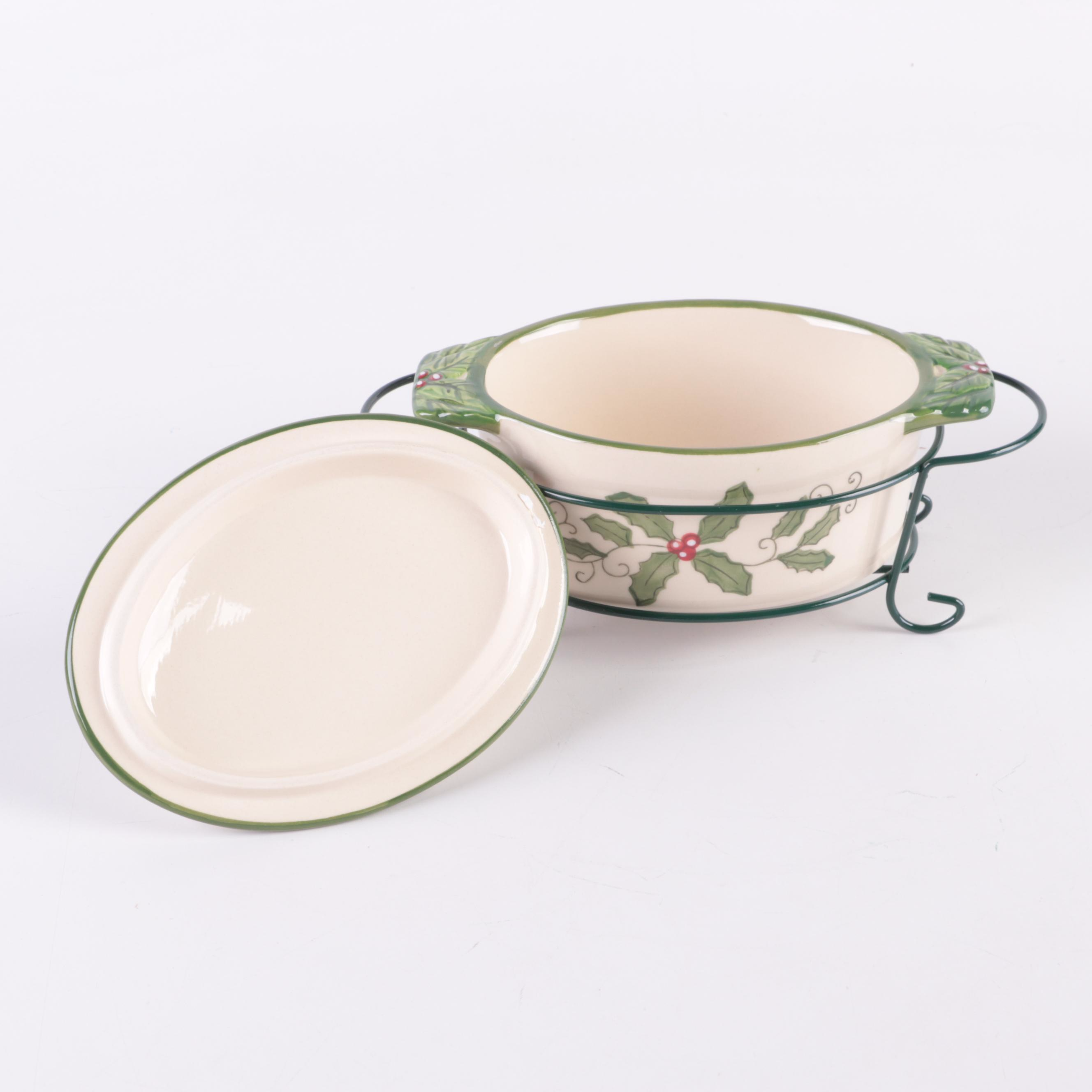 Temp-tations Cardinal 9 oz. Ceramic Oval Bakers and Racks