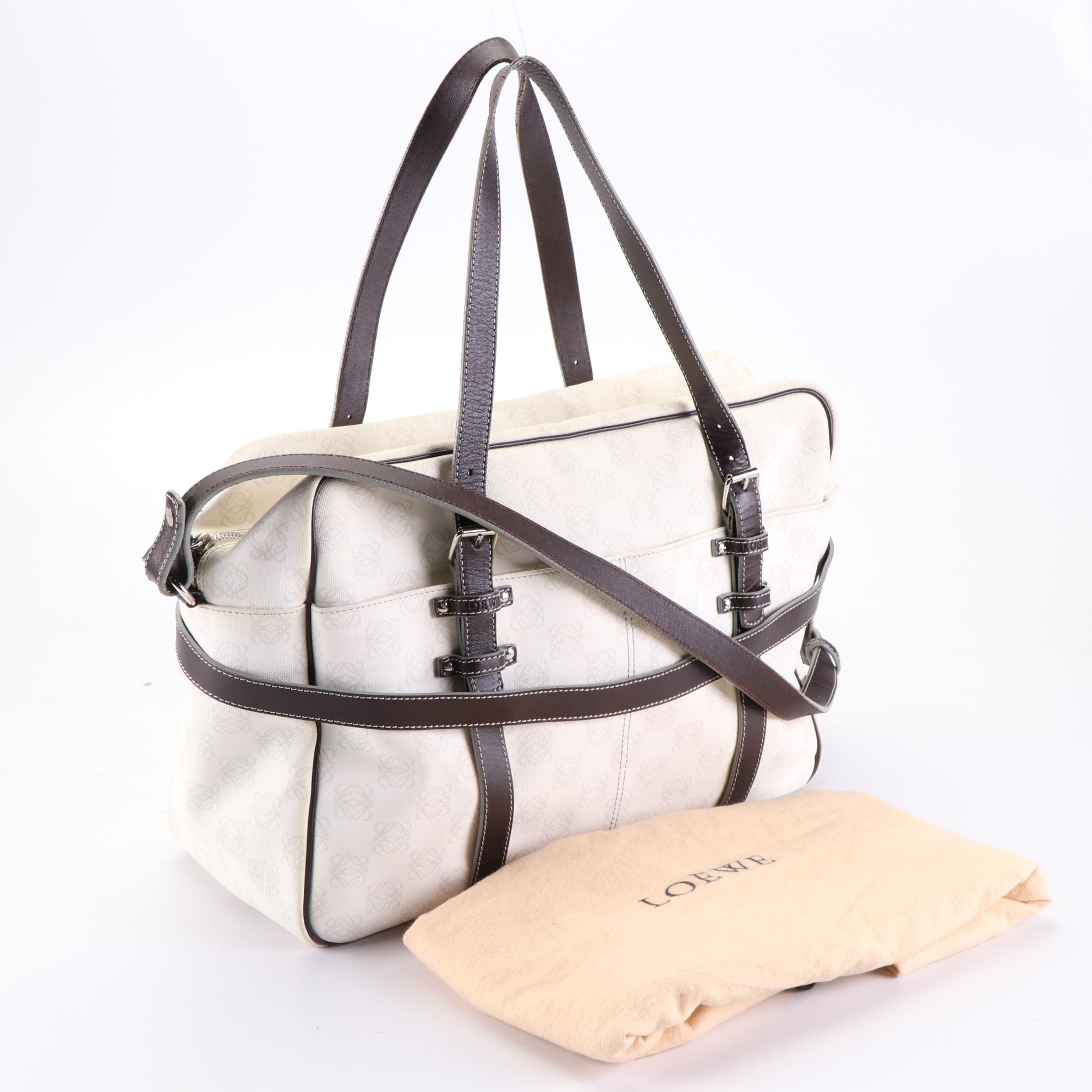 Loewe Pockets Collection Two-Way Travel Bag in Anagram Coated Canvas