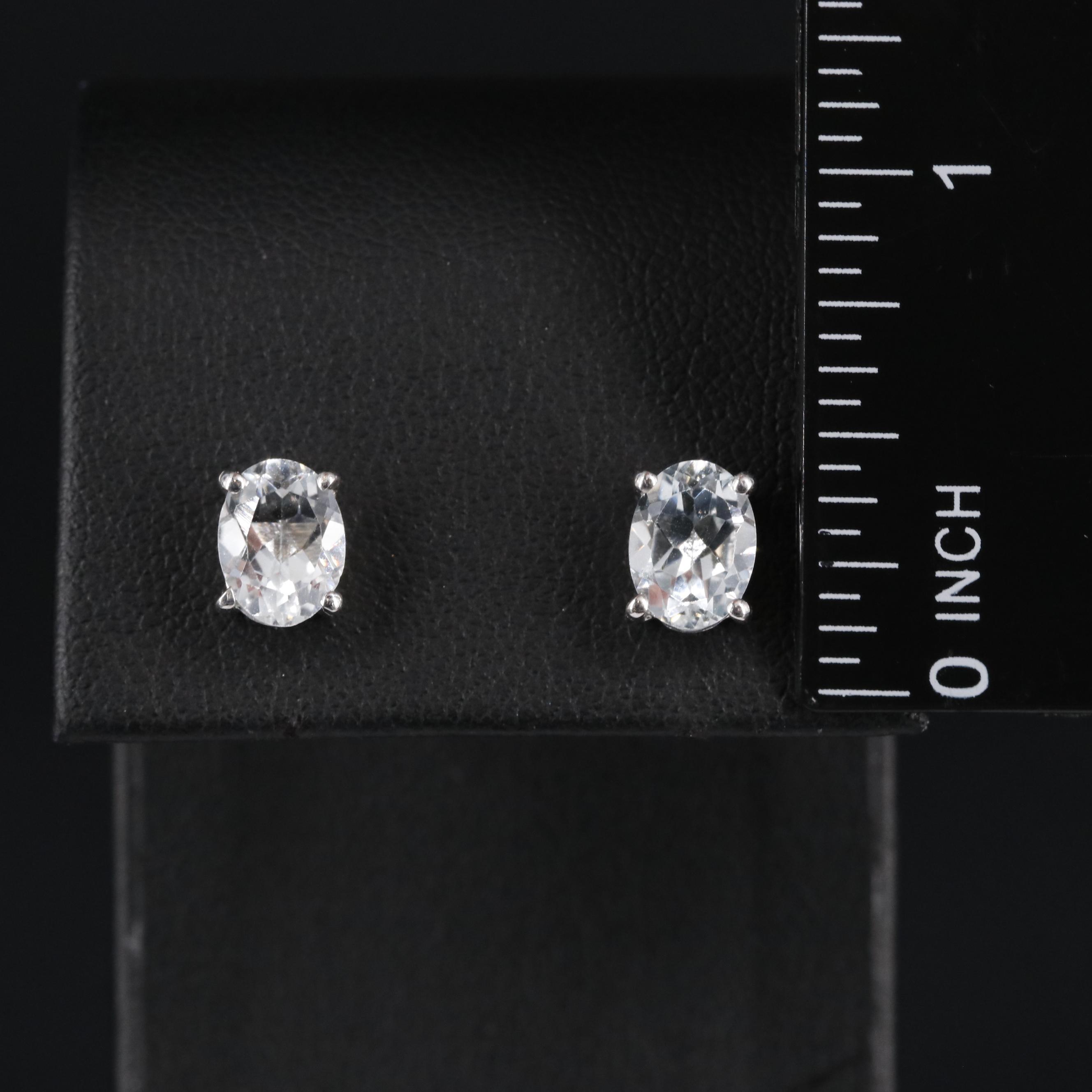 Sterling Oval Gemstone Stud Earrings