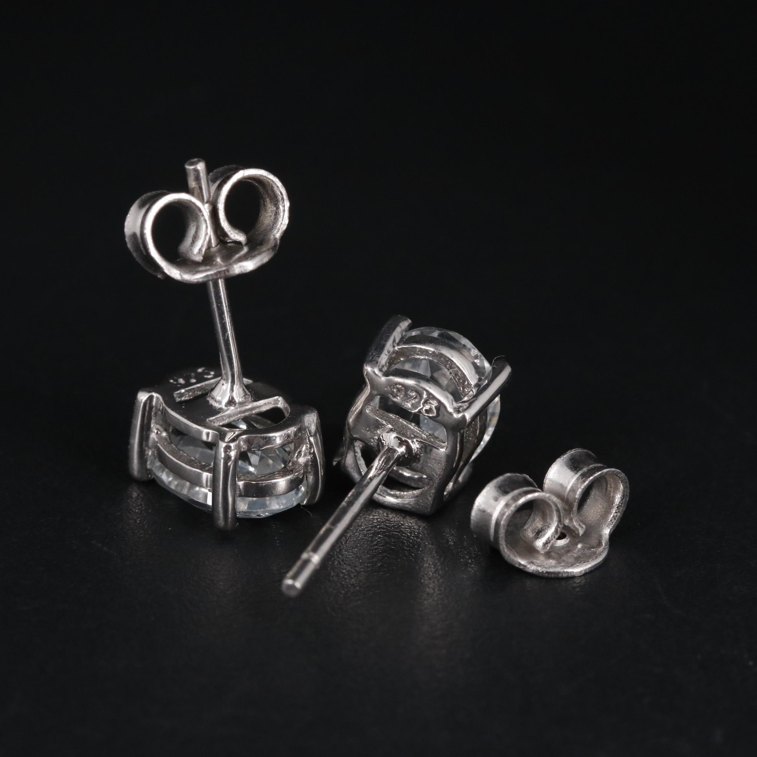 Sterling Oval Gemstone Stud Earrings