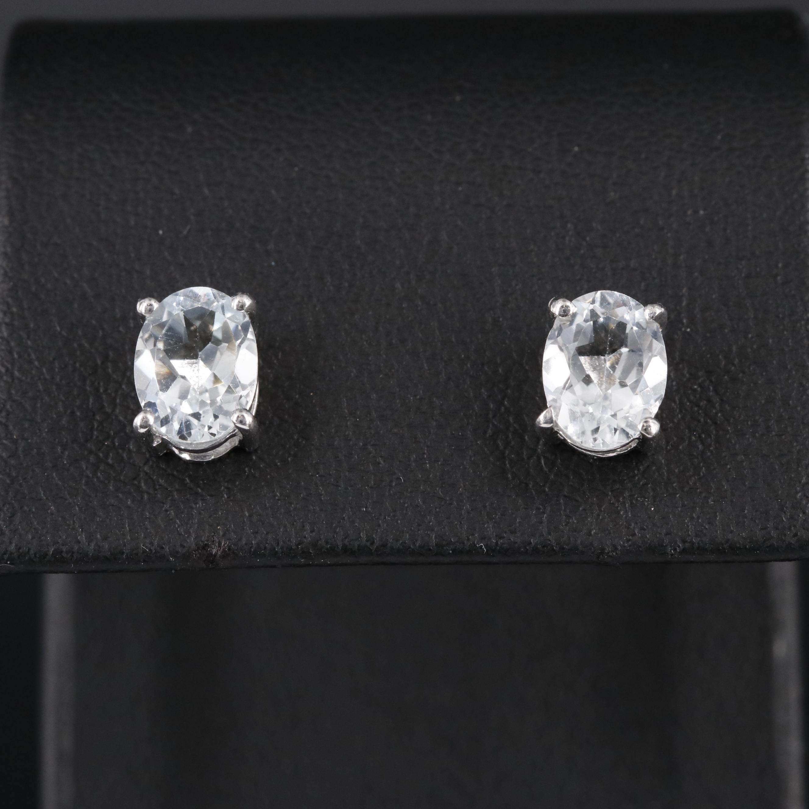 Sterling Oval Gemstone Stud Earrings