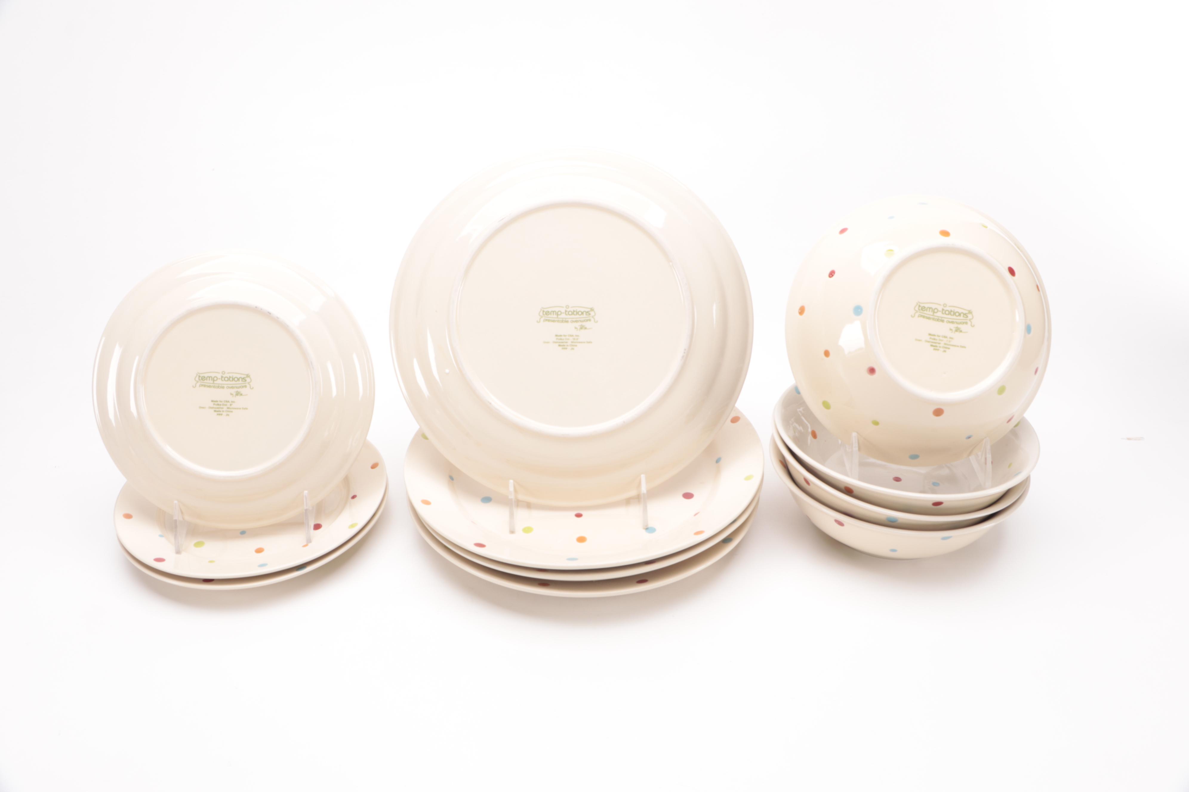 Temp-Tations "Polka Dot Cream" Dinnerware and Table Accessories