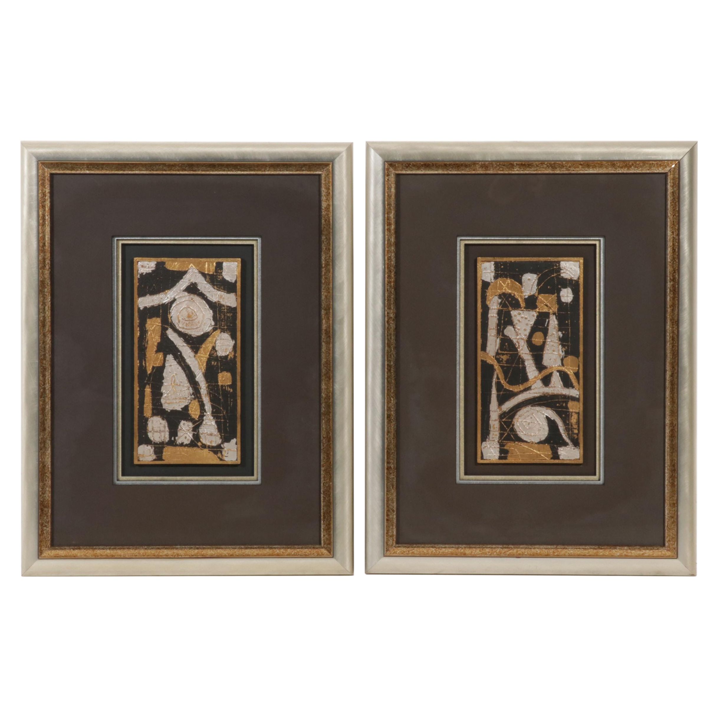 deBarde Abstract Mixed Media Paintings "Manhattan I & II"