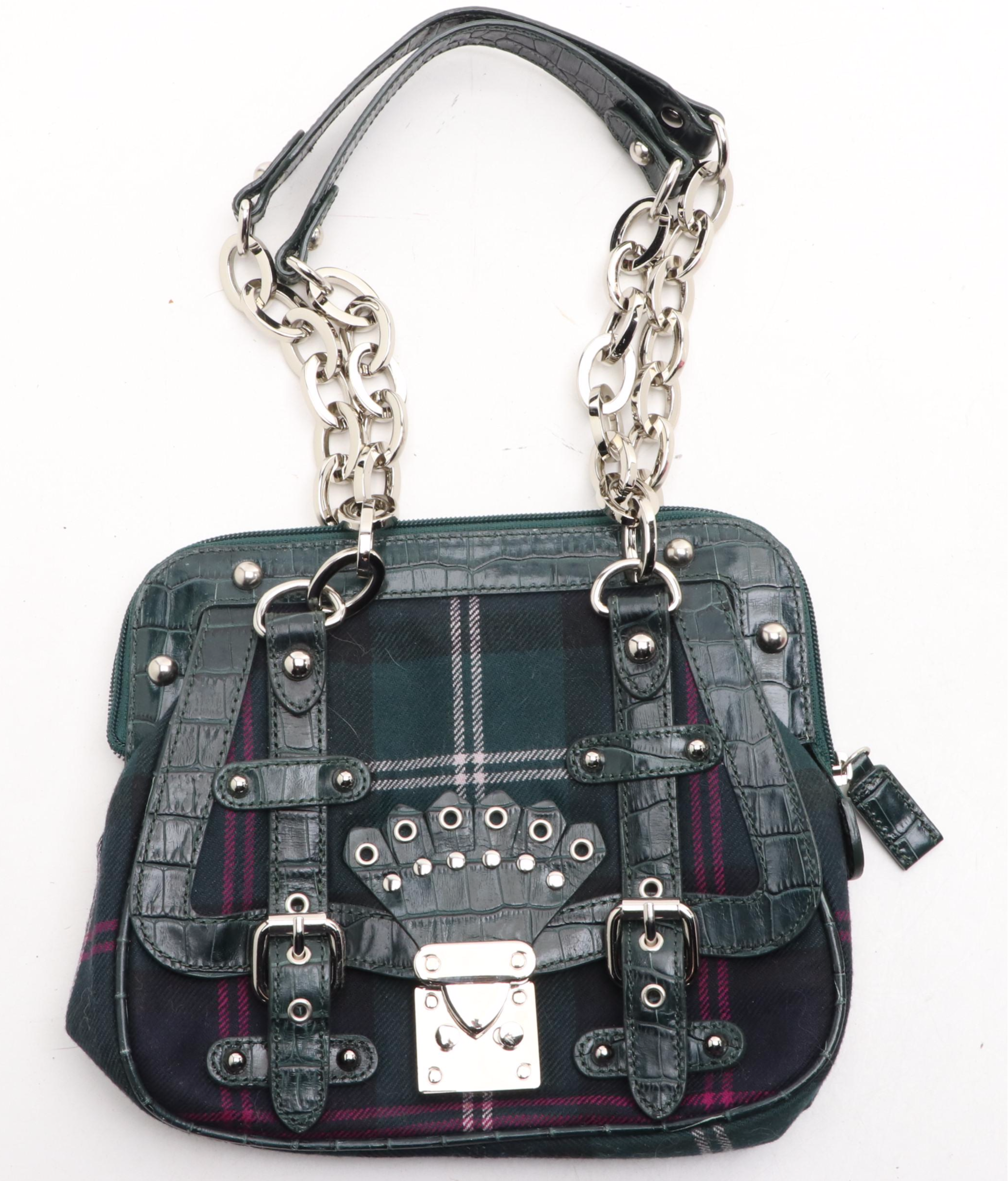 Betsey Johnson PVC Shoulder Bag, Carlisle Plaid Handbag, and Patchwork Handbag