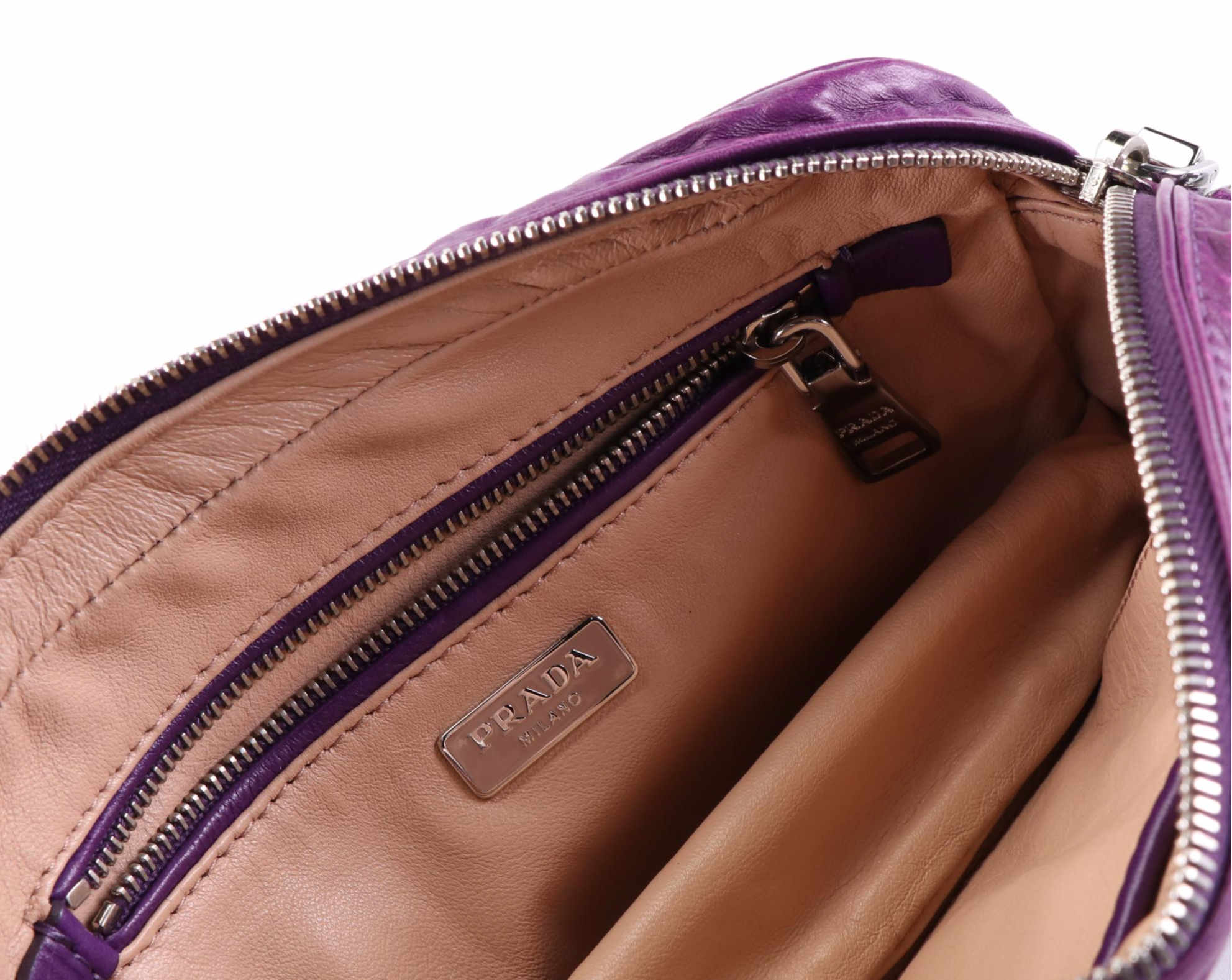 Prada Purple Leather Buckle Convertible Crossbody Bag
