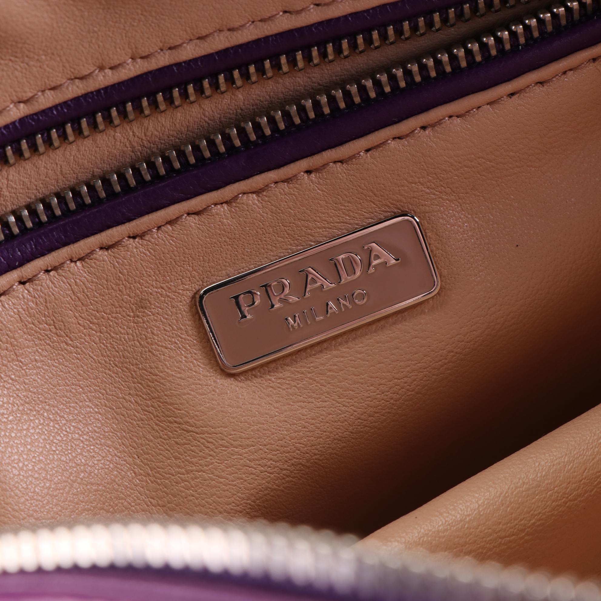 Prada Purple Leather Buckle Convertible Crossbody Bag