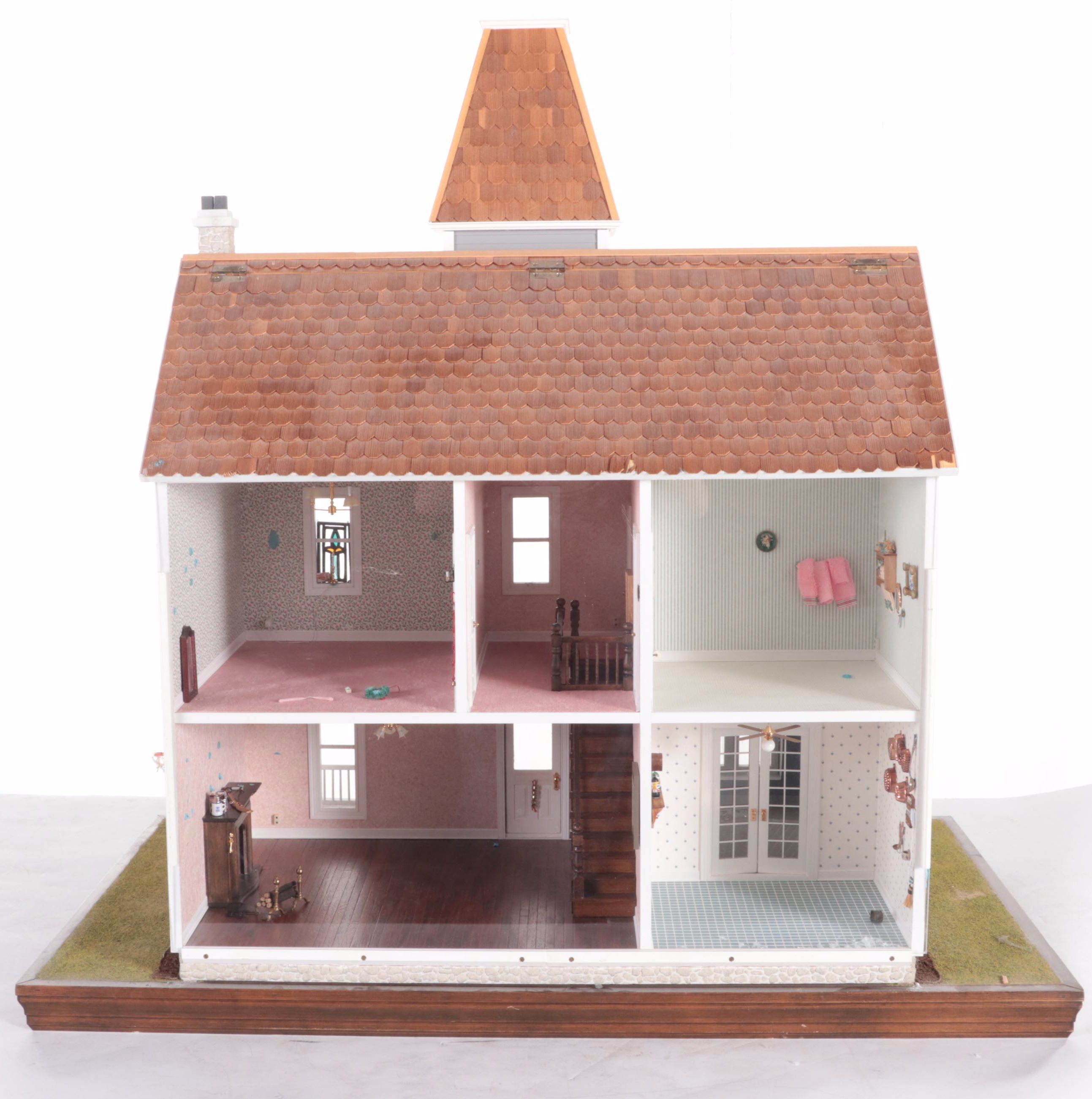 Handcrafted Victorian Style Dollhouse with Furnishings and Accessories
