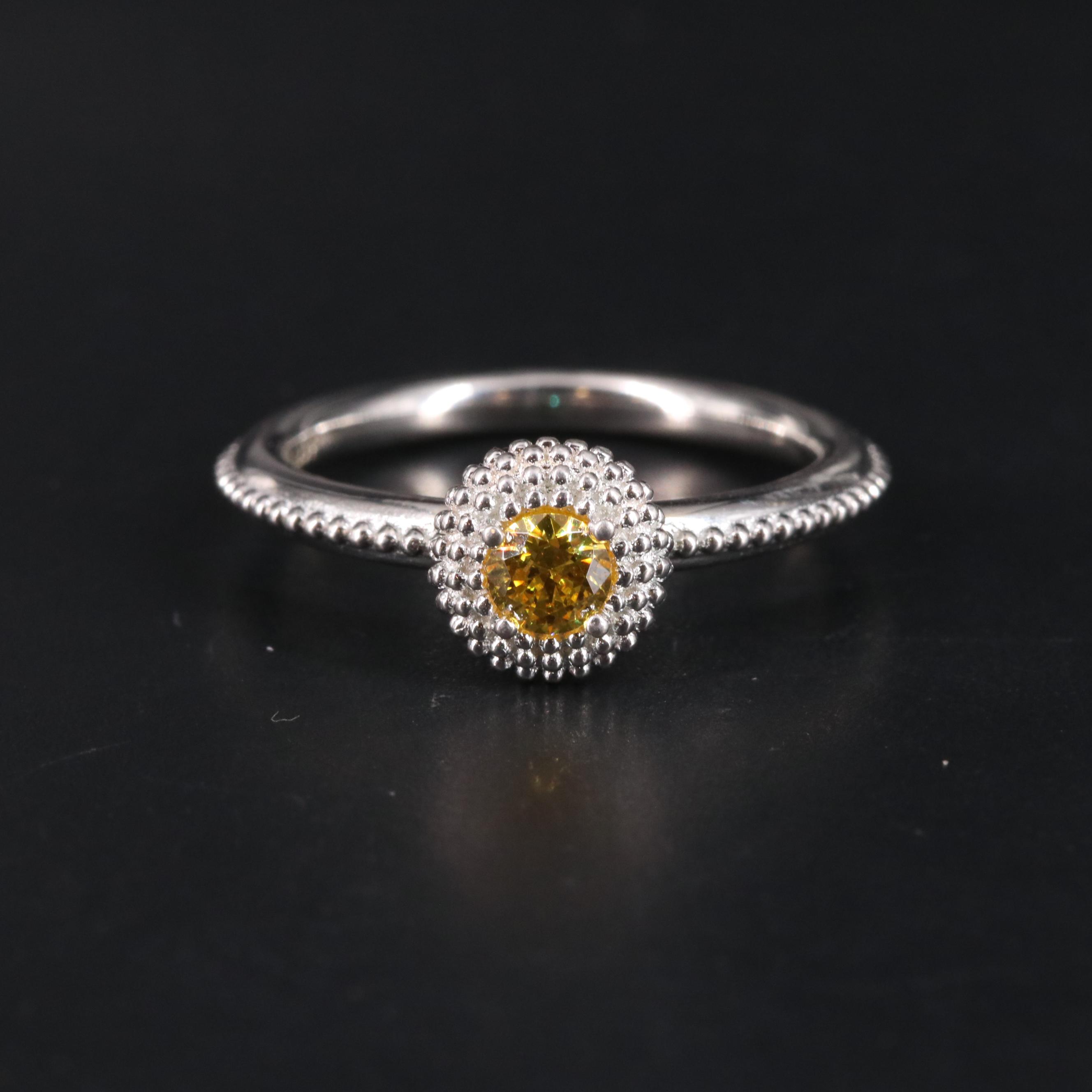 Sterling Birthstone Halo Ring