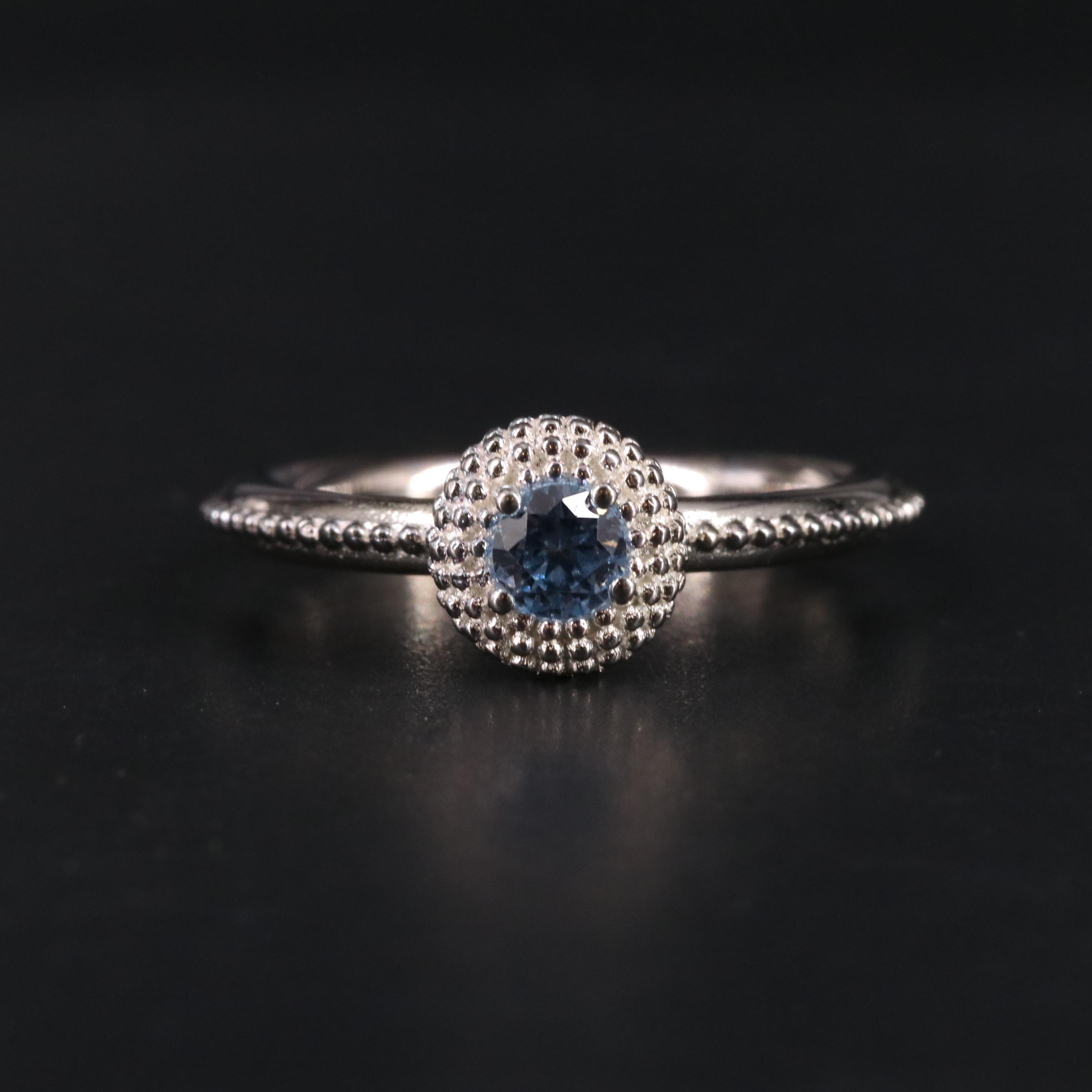 Sterling Birthstone Halo Ring