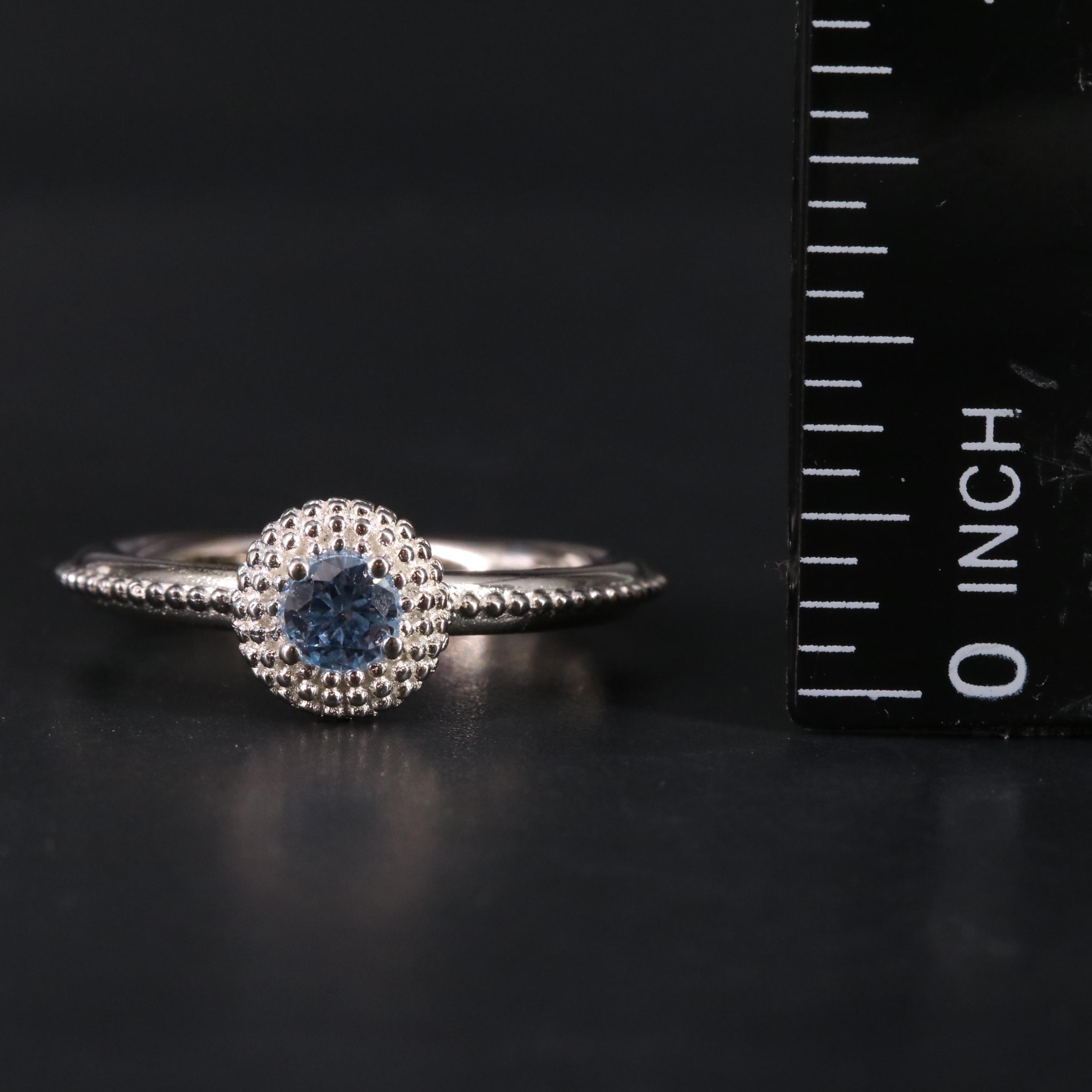 Sterling Birthstone Halo Ring